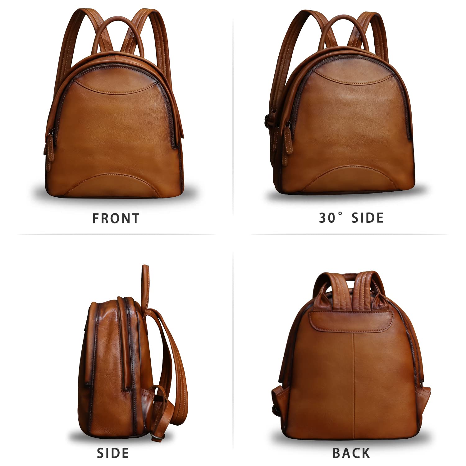 Genuine Leather Backpack Purse for Women - Retro Handmade Small Casual Rucksack Satchel Knapsack - Perfect for Work, Travel & Daily Use (Brown)