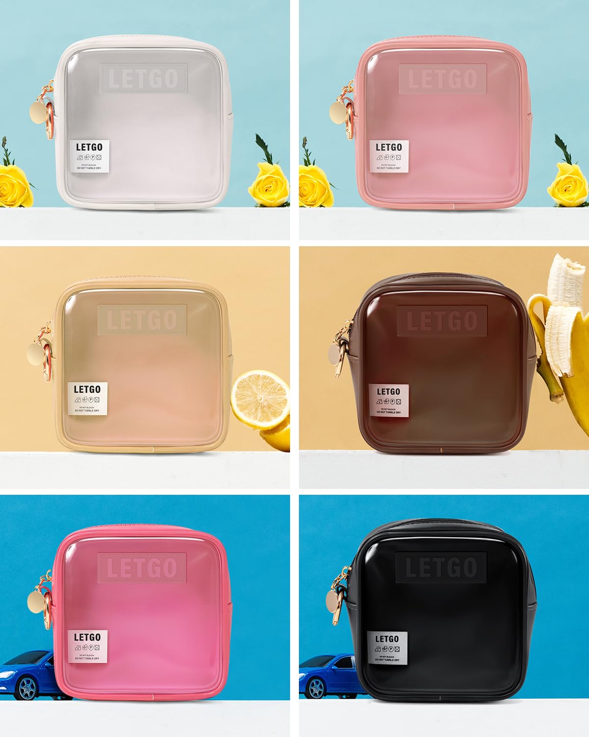 Small Clear Makeup Bag - Travel Toiletry Pouch for Women & Men | Purse & Car Essentials