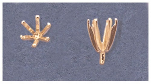 14K Gold or Sterling Silver 3mm & 6mm Round Deep Vee 6-Prong Head - Custom DIY Jewelry Setting for Rings, Earrings & Pendants (144-147) - Perfect for Engagement Rings, Wedding Bands & Handmade Jewelry Creations