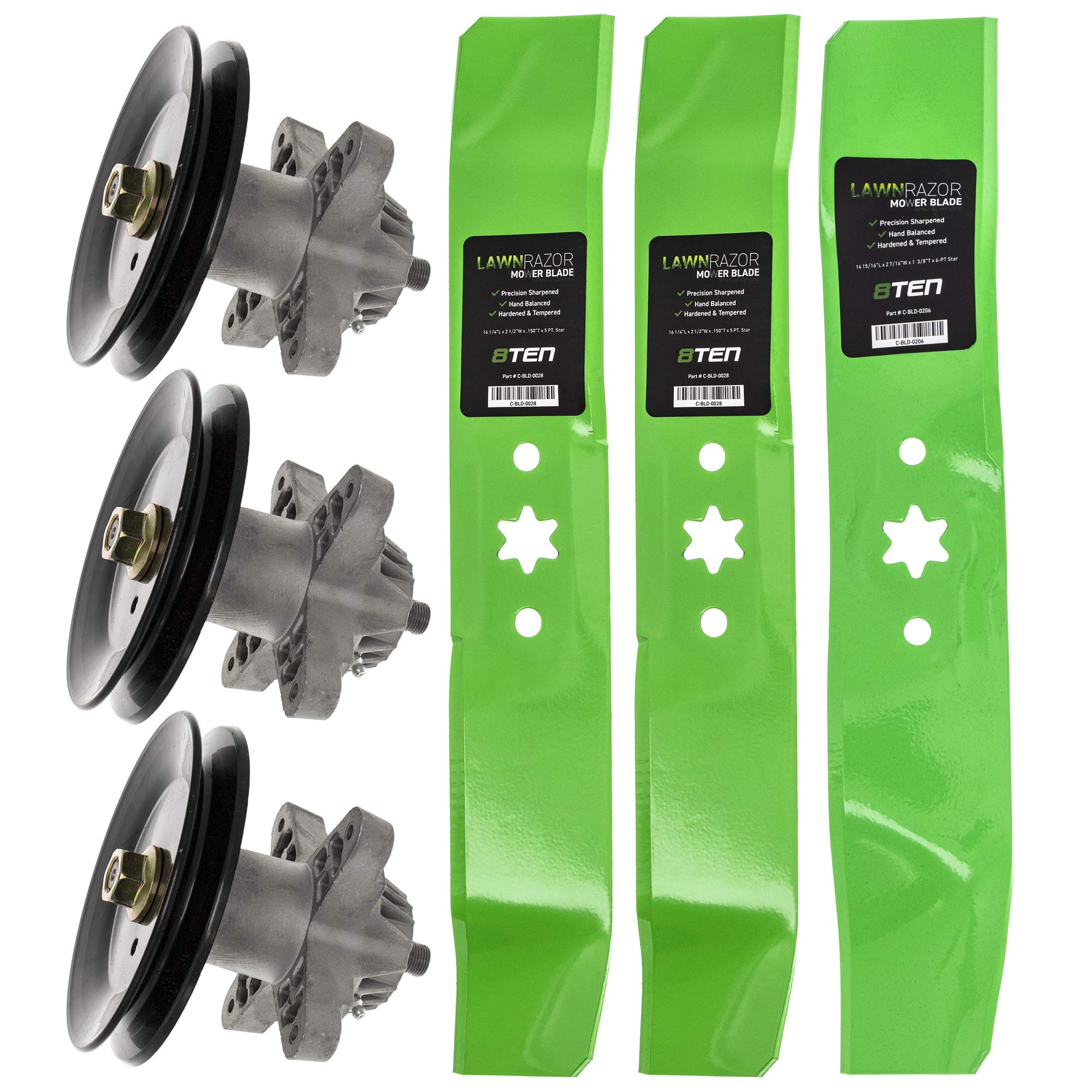 8TEN Spindle Center Blade & Outer Blades Replacement Kit for MTD 46