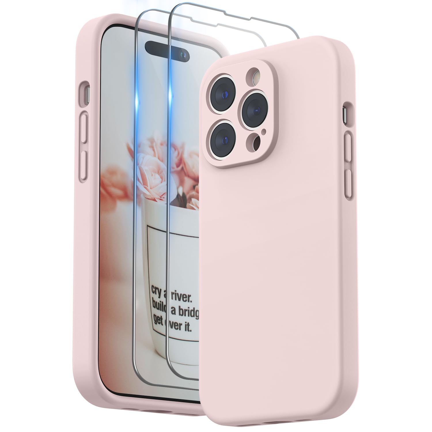 Premium Liquid Silicone Phone Case for iPhone 14 Pro (6.1 inch 2022 Model) - Soft Gel Rubber Cover with Camera Protection & Microfiber Lining - Pink | Slim Protective Case for Everyday Use, Work & Travel