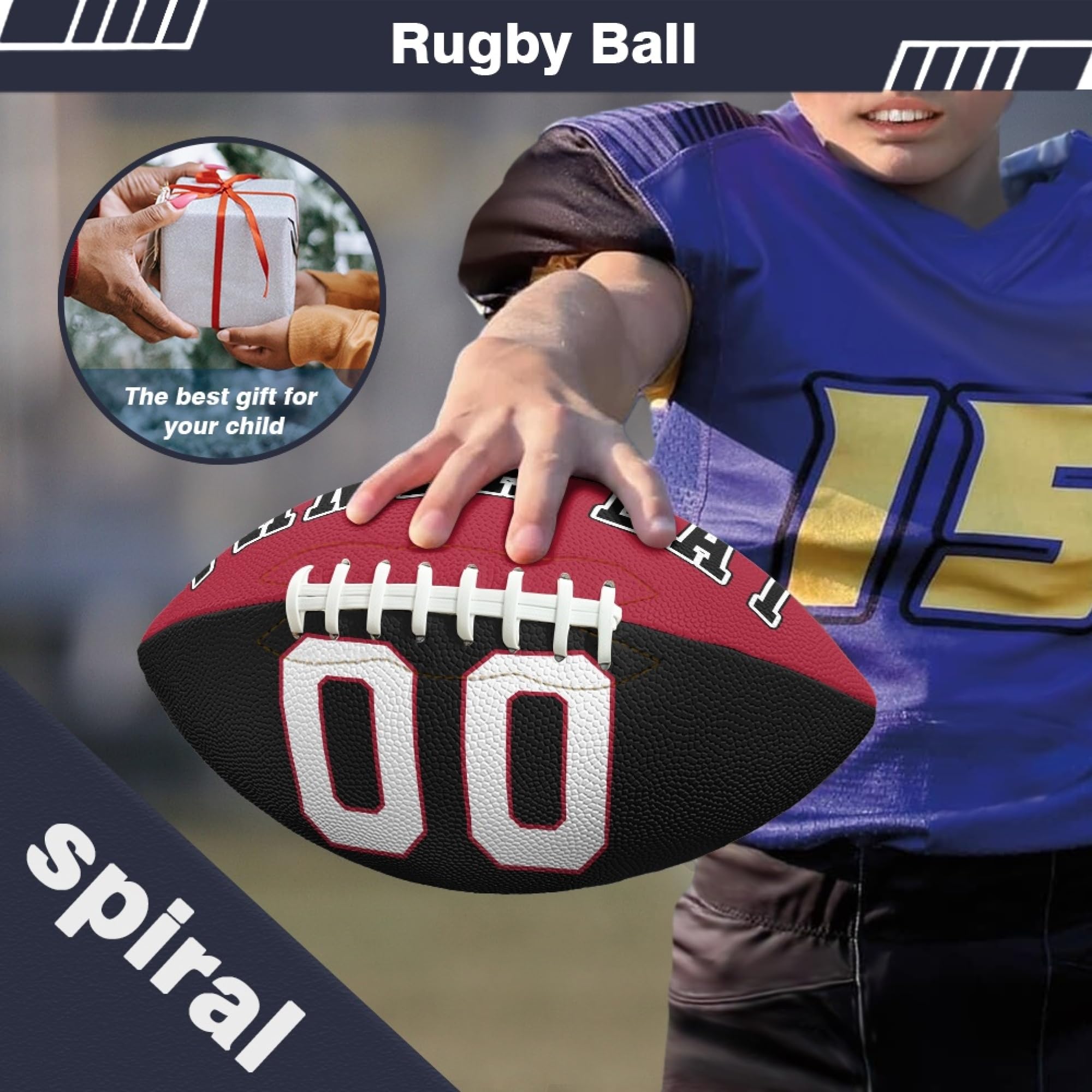 Personalized 12 Inch Custom Football - Add Any Name & Number - Perfect for Youth, Boys, Men & Women - Ideal Gift for Football Fans - Great for Games, Training & Decor