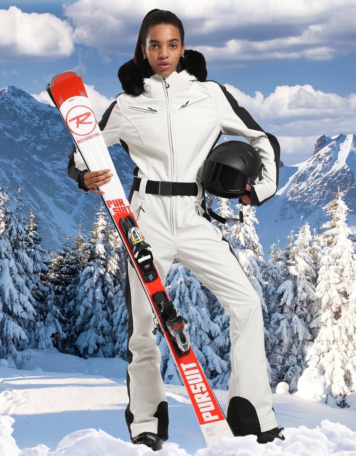 IMPHUT Women's One Piece Ski Suit - Waterproof & Windproof Snowsuit with Insulation for Skiing, Snowboarding & Winter Sports | Slim Fit Thermal Jumpsuit for Cold Weather Outdoor Activities