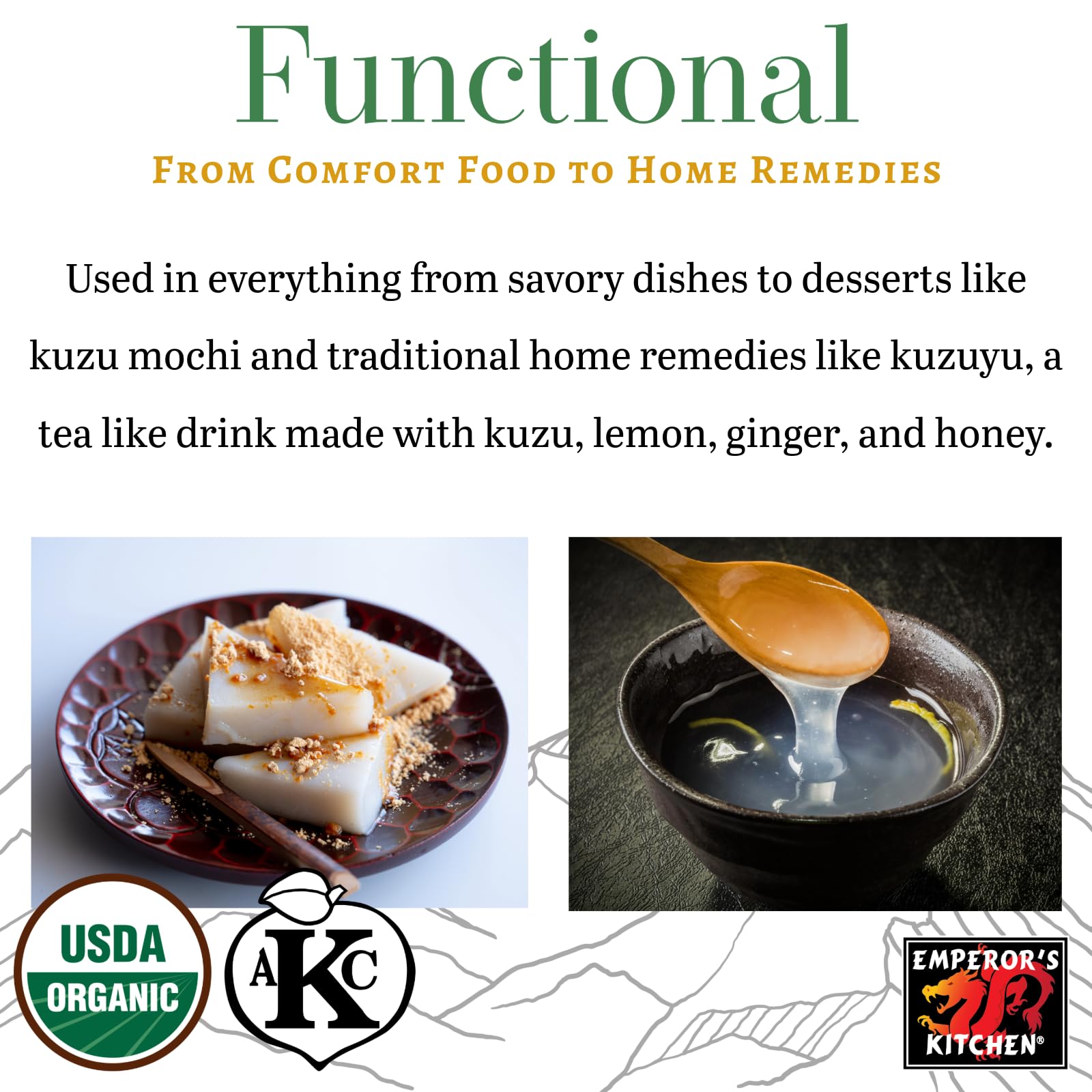 Organic Kuzu (Japanese Arrowroot) 17.6oz - Emperor's Kitchen - for Baking & Healthy Cooking