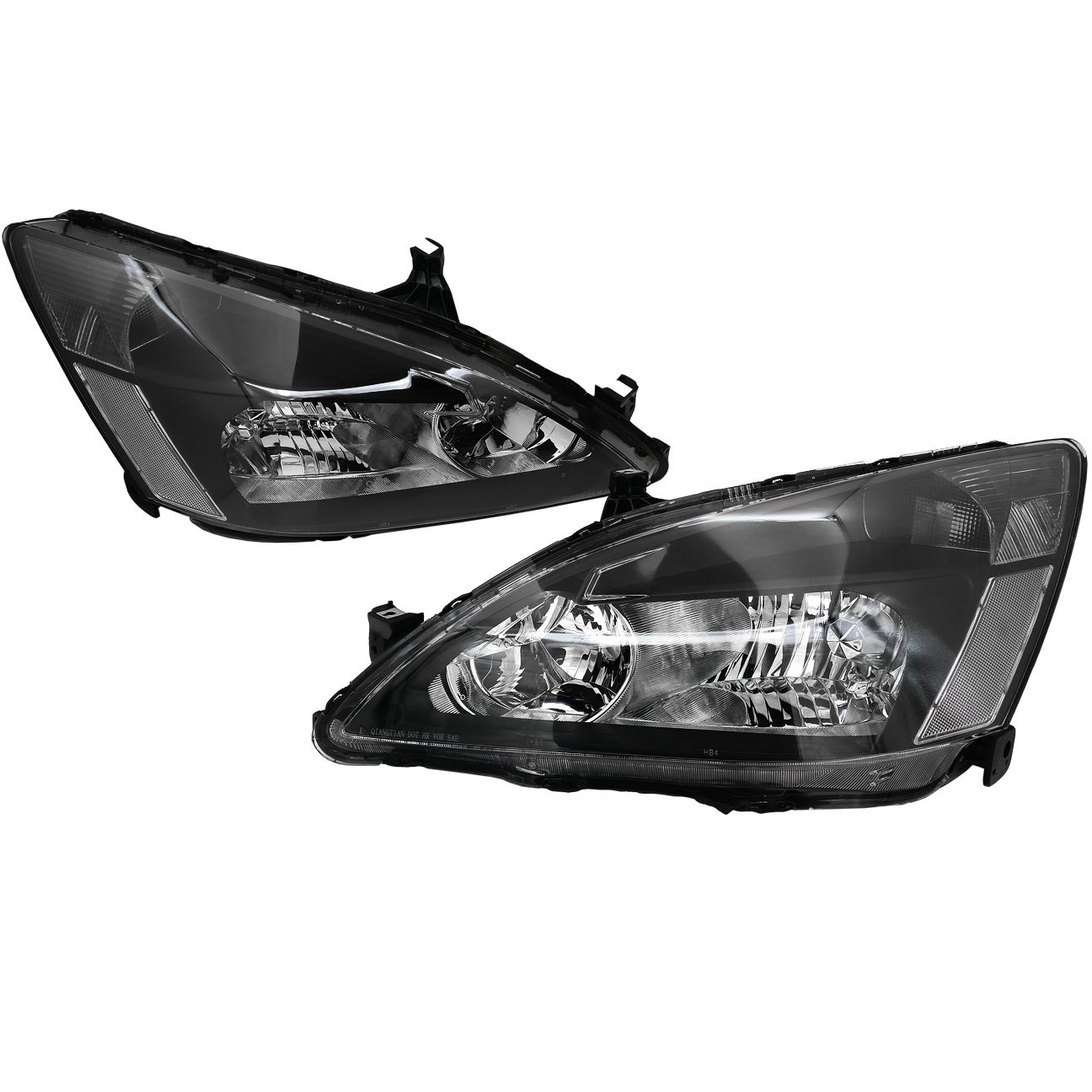 Honda Accord Headlights 2003-2007 - Black Housing Clear Lens - for 2/4 Door Models - Perfect Night Driving Upgrade