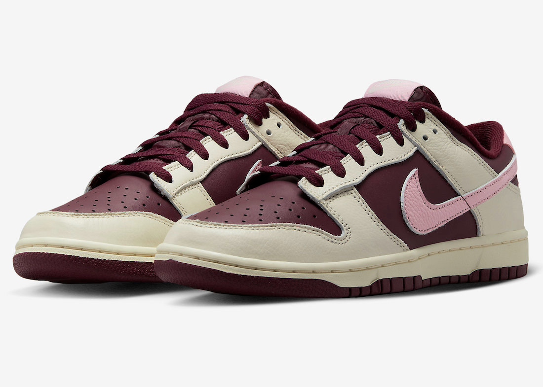 Nike Men's Dunk Low Retro RPM Sneakers - Pale Ivory / Medium Soft Pink / Night Maroon - Casual Streetwear & Skateboarding Shoes for Men