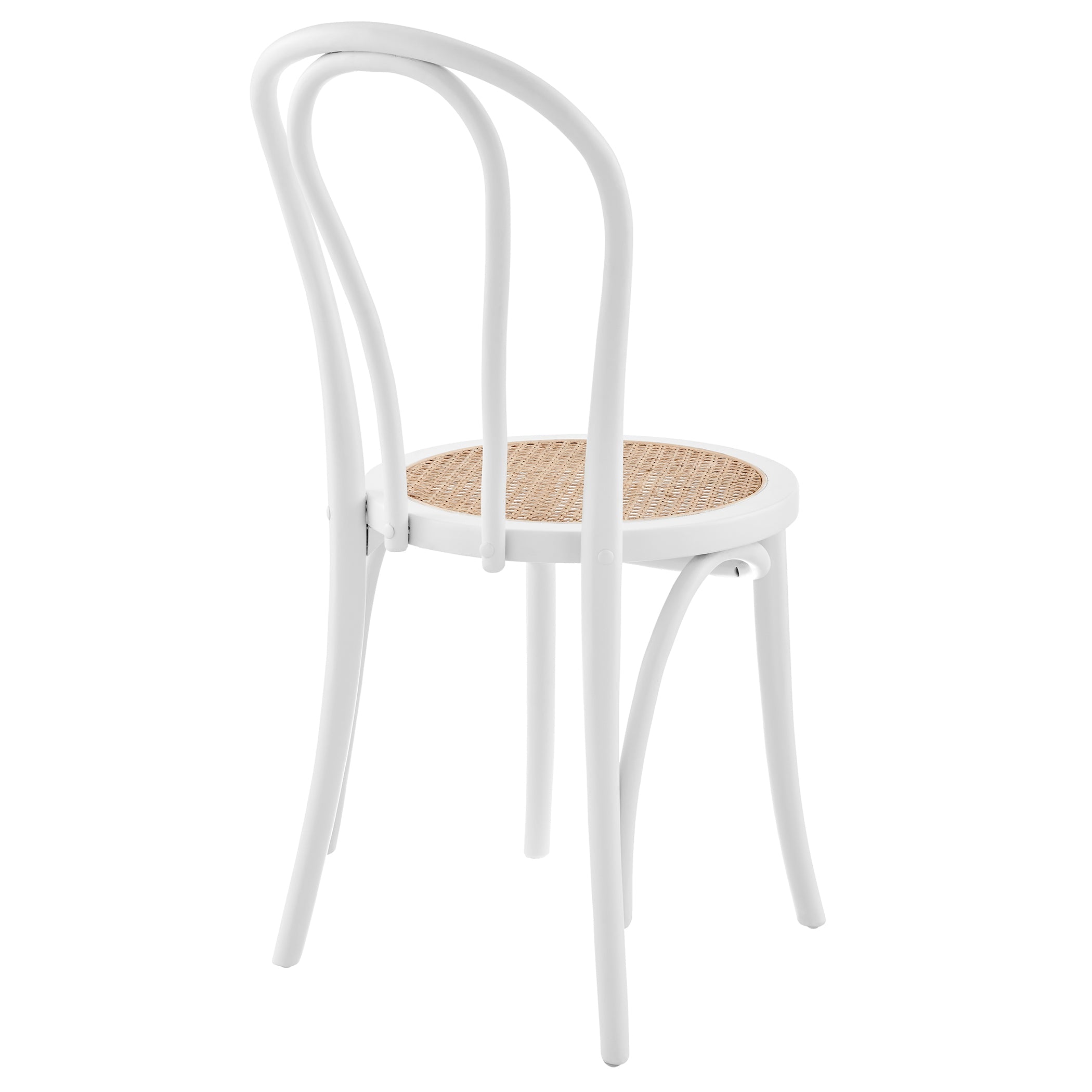 Marko Modern Side Chairs Set of 2 - Matte White Wooden Dining Chairs with Natural Woven Seat | Perfect for Kitchen, Dining Room & Office Workspace