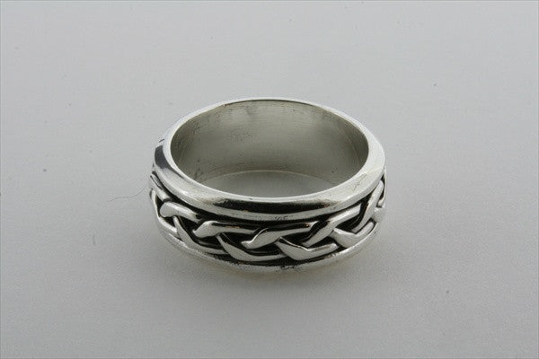 Handcrafted Sterling Silver Plaited Spinner Ring for Stress Relief & Meditation | Perfect for Anxiety Relief, Fidgeting & Mindfulness Practice