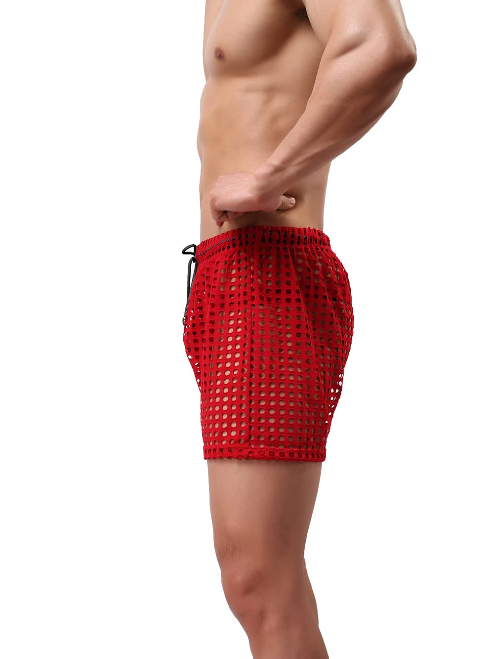 Breathable Mendove Men's Mesh Drawstring Shorts - Sexy Lounge & Hollow Boxer Underwear for Summer, Gym & Sleepwear