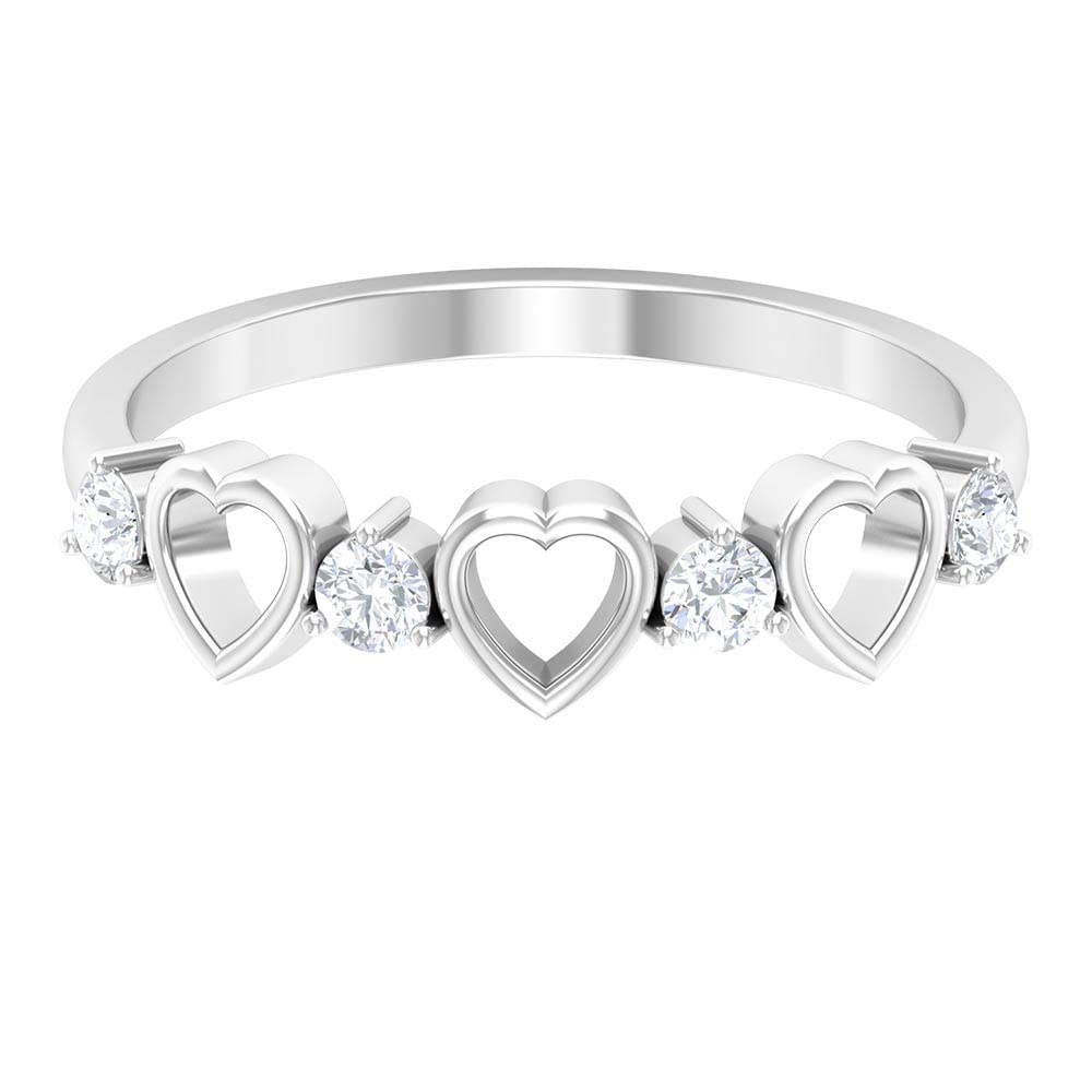 0.25 CT Round Cut Diamond Heart Promise Ring for Women - 14K Solid Gold Open Heart Engagement Ring - Perfect for Anniversaries, Valentine's Day & Proposals