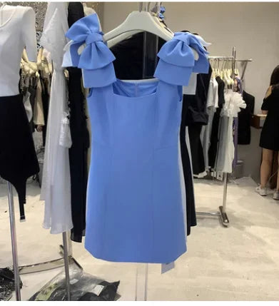 Sexy Bow Above Knee Suspender Dress for Women - Elegant Sleeveless A-Line High Waist Summer Dress | Perfect for Date Night, Cocktail Parties & Special Occasions