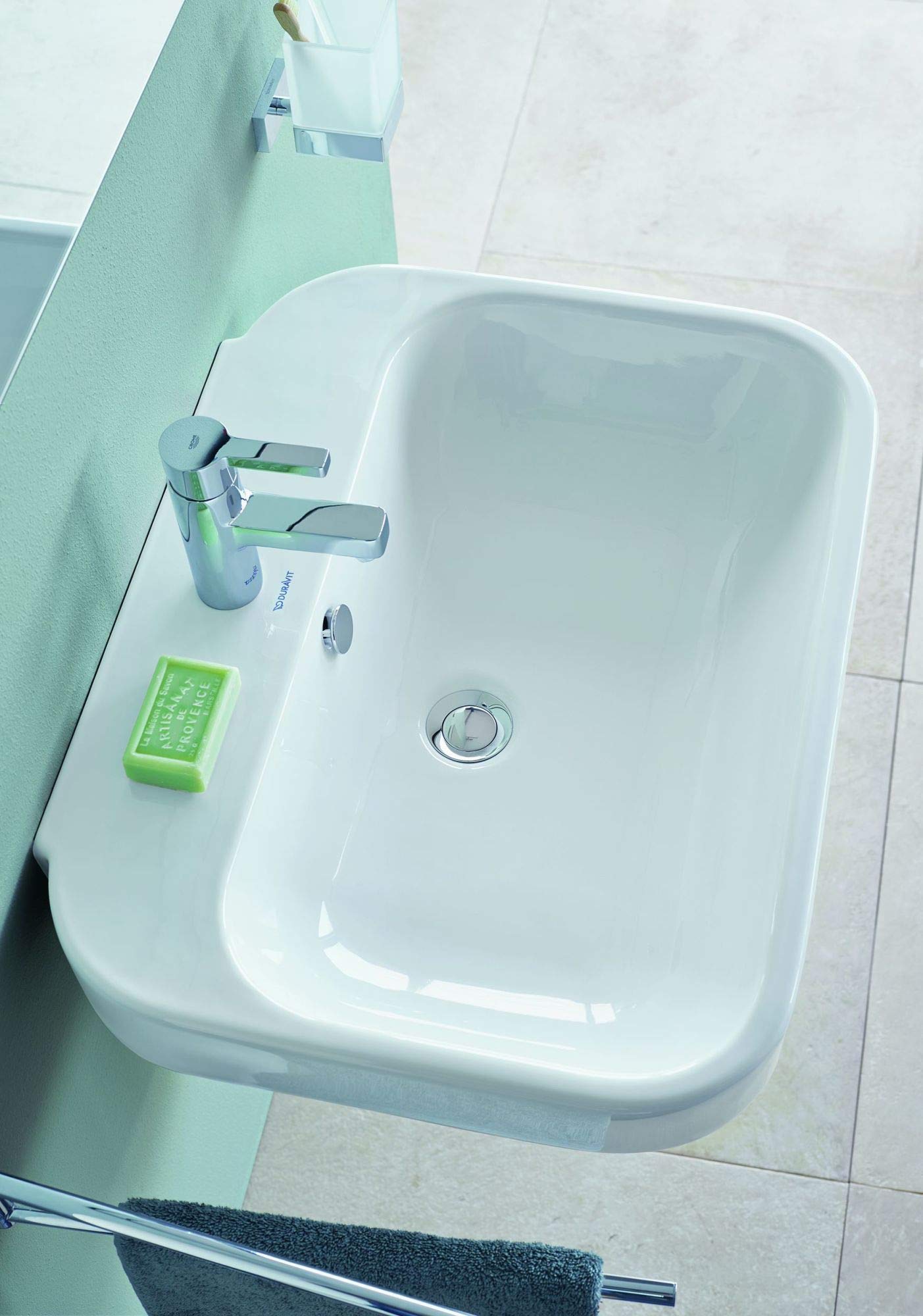 Duravit Happy D.2 White Wall-Mounted Bathroom Sink - Modern Space-Saving Design for Small Bathrooms & Powder Rooms