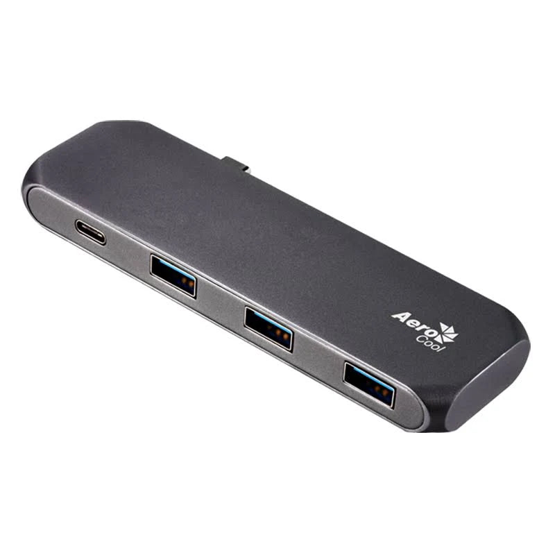 AeroCool Slimline USB Type C Hub - 6-in-1 Multiport Adapter with 4K HDMI, USB 3.0, SD/TF Card Reader - Perfect for MacBook Pro, Dell XPS, and Surface Laptop Connectivity