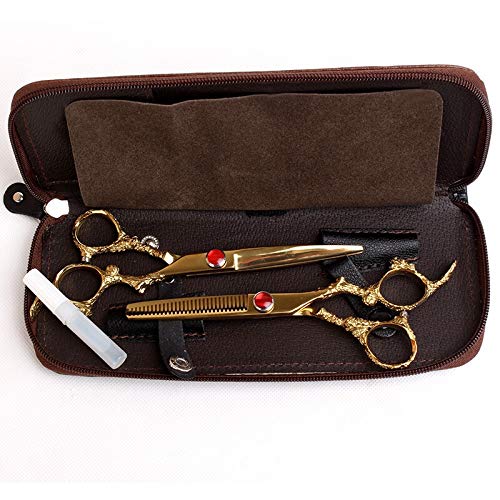 Professional 6.0 Inch Japanese Hair Cutting Scissors Set - Barber Shears with Teflon Coating, Hairdressing & Thinning Scissors for Salon & Home Use - Perfect for Styling, Trimming & Haircutting (Color: Scissors Set)
