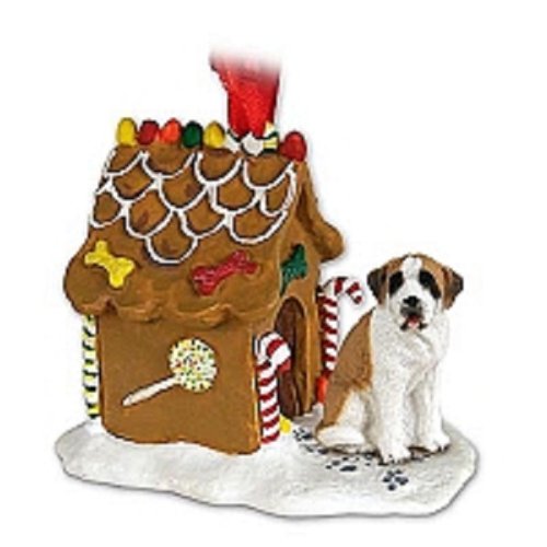 Saint Bernard with Smooth Coat Gingerbread House Christmas Ornament - Perfect for Holiday Tree Decorations & Gifts