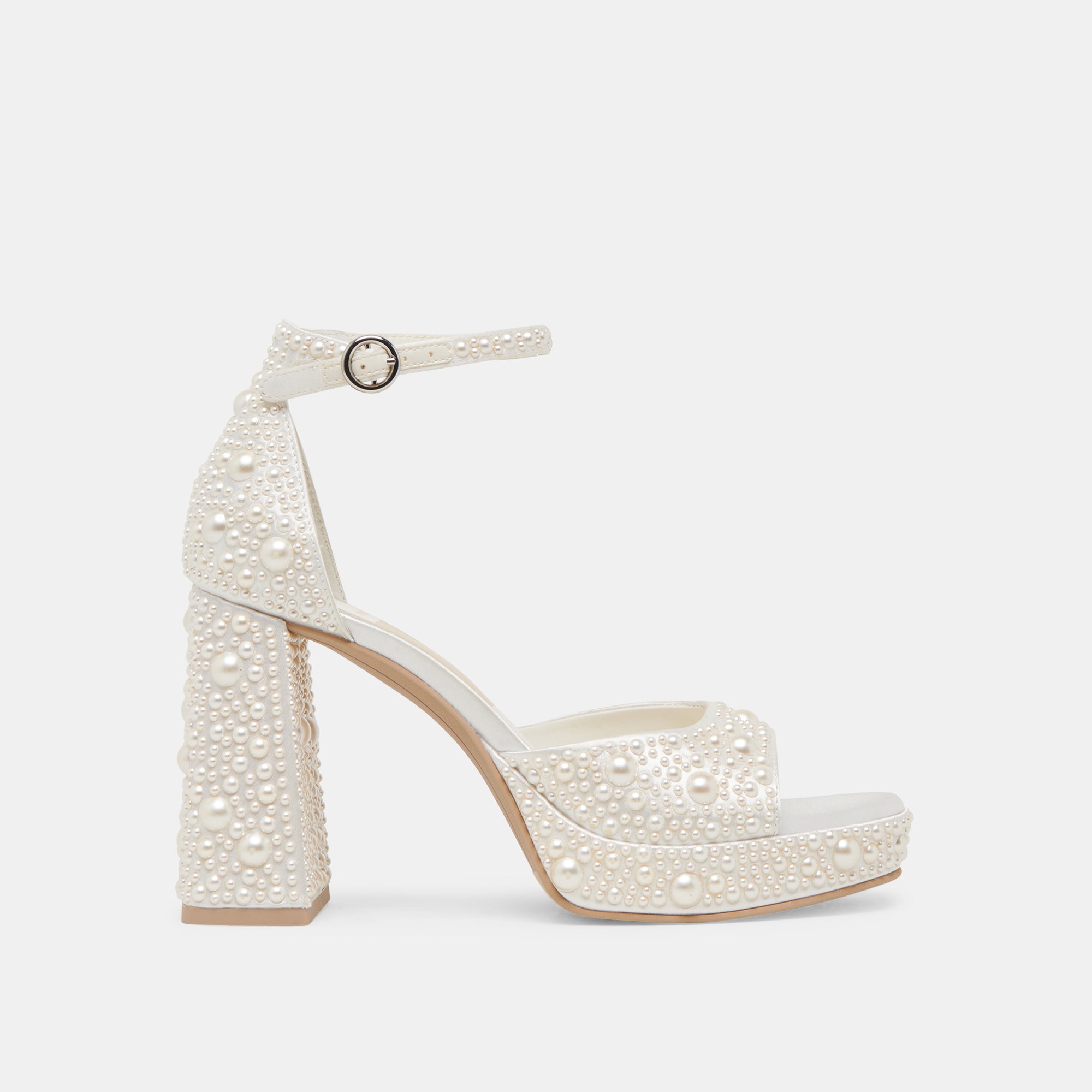 PANDRO Pearl Heels - True White Satin High Heels for Women | Elegant Wedding Shoes, Prom Night & Special Occasion Footwear