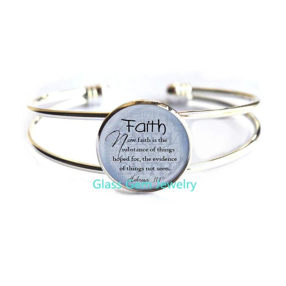 Faith Hebrews 11:1 Scripture Bracelet - Inspirational Bible Verse Jewelry with Christian Quote - Religious Gift for Women & Men - Perfect for Church, Bible Study & Daily Encouragement
