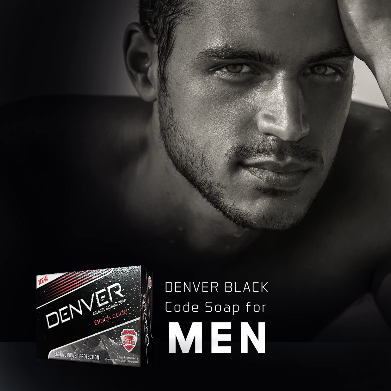 DENVER Black Code Bathing Soap for Men - 125GM Each (Pack of 3) | Long-Lasting Fragrance, Moisturizing & Refreshing | Perfect for Gym, Travel & Daily Shower