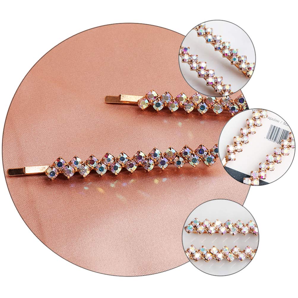 Uonlytech Crystal Rhinestone Hair Clips & Bobby Pins - Silver Alloy Bling Hair Clamps for Women, Girls | Wedding, Party, Prom, Daily Use Hair Accessories