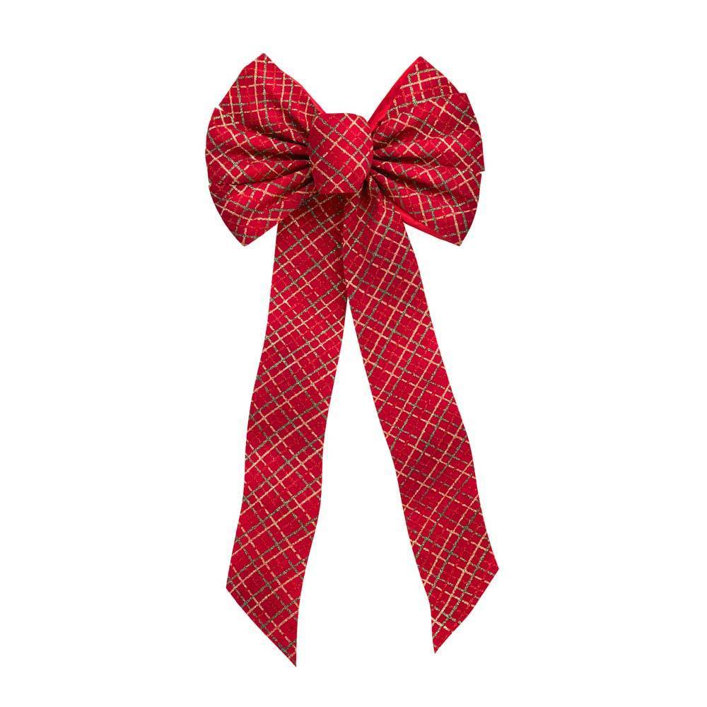 10 Pack Glittered Plaid Christmas Bows - 7 Loop Decorative Gift Wrapping Bows for Holiday Presents, Tree Ornaments, and Festive Home Decor