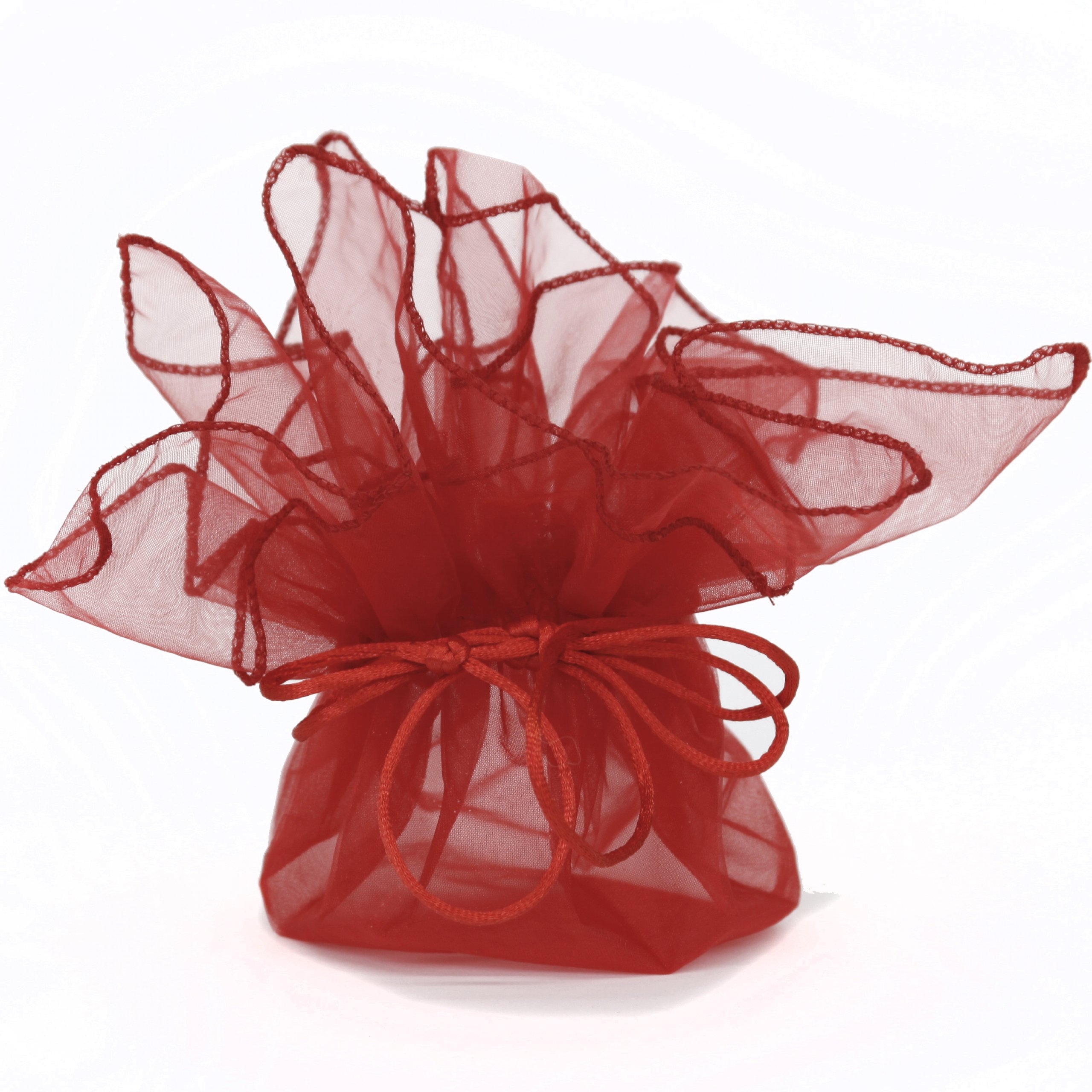 30 Pack Designer Organza Fabric Gift Bags - Elegant Party Favor Pouches for Wedding, Birthday, Baby Shower & Holiday Gifts Packaging (Red) - Perfect for Jewelry, Candies, Soaps & Small Gift Wrapping