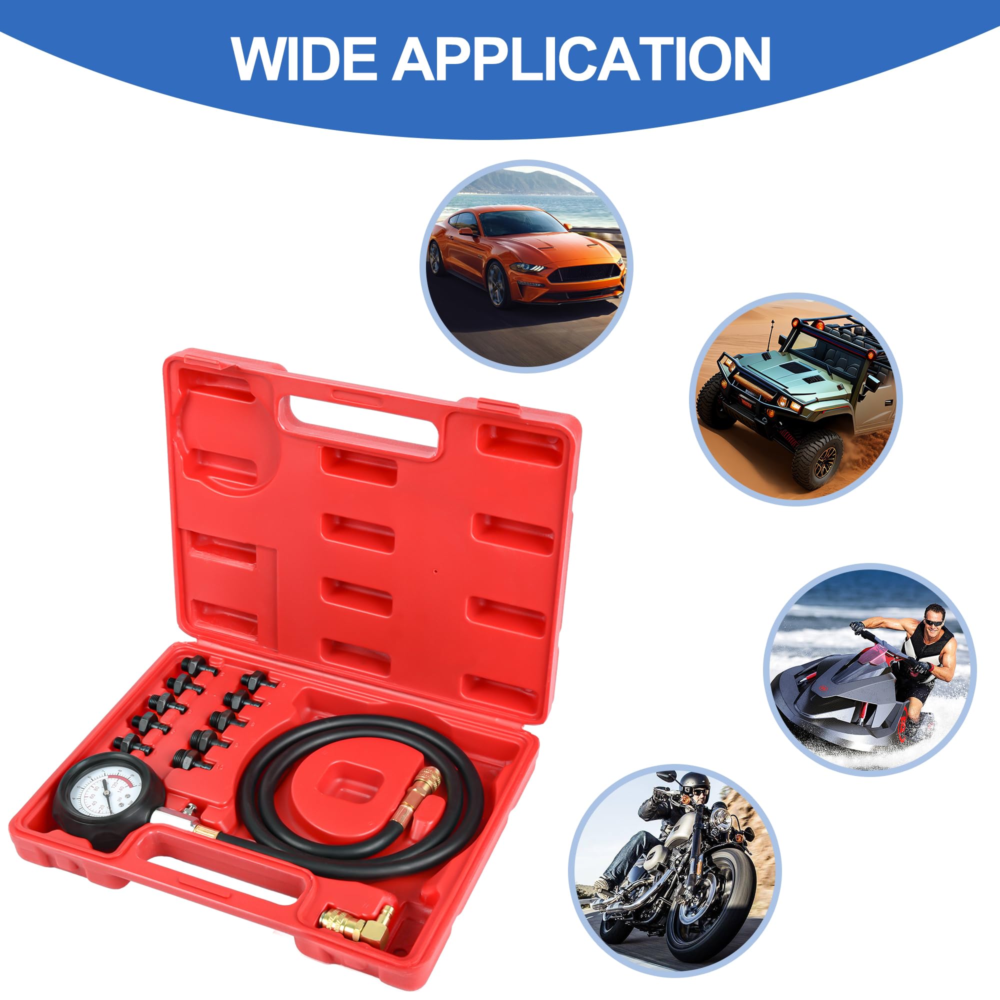 0-140 PSI Oil Pressure Tester Kit - Professional Engine Diagnostic Tool for Cars, ATVs, Trucks | Accurate Oil Pressure Testing for Vehicle Maintenance & Repair