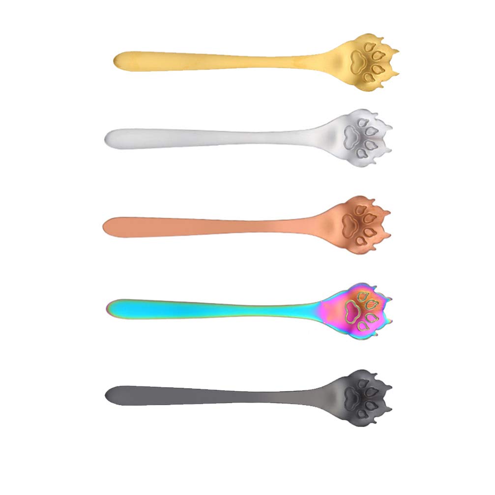 5-Piece Creative Coffee Stirring Spoon Set - Stainless Steel Mixing & Scoop Spoons for Coffee, Dessert, Baking & Cocktails - Elegant Tableware for Home, Cafe & Restaurant Use