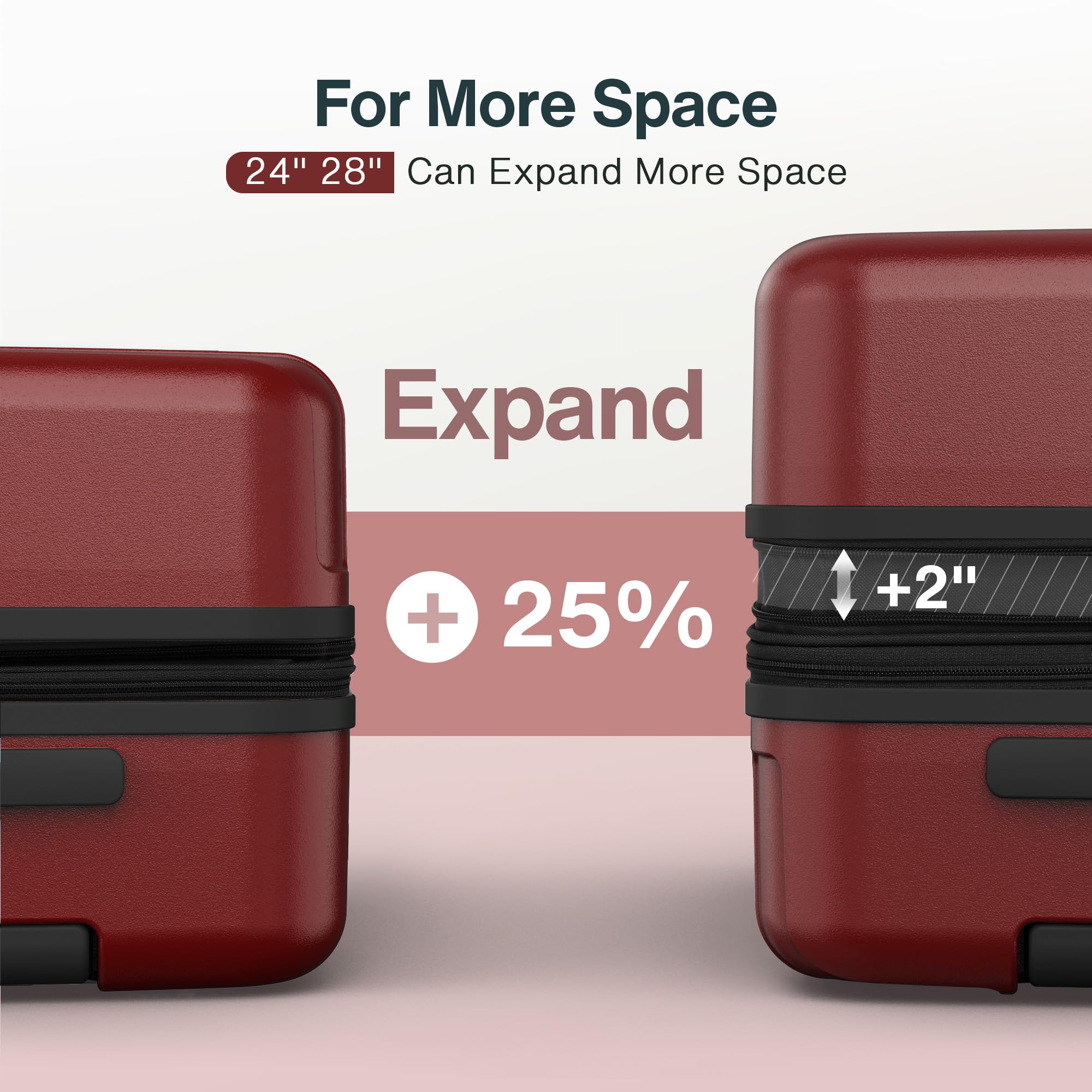 3-Piece Hardside Expandable Luggage Set with TSA Lock & Spinner Wheels - Ultra Durable Polycarbonate Lightweight Carry-On Suitcase (Wine Red) - Perfect for Air Travel, Business Trips & Family Vacations - Includes 3-Year VIP Warranty Service