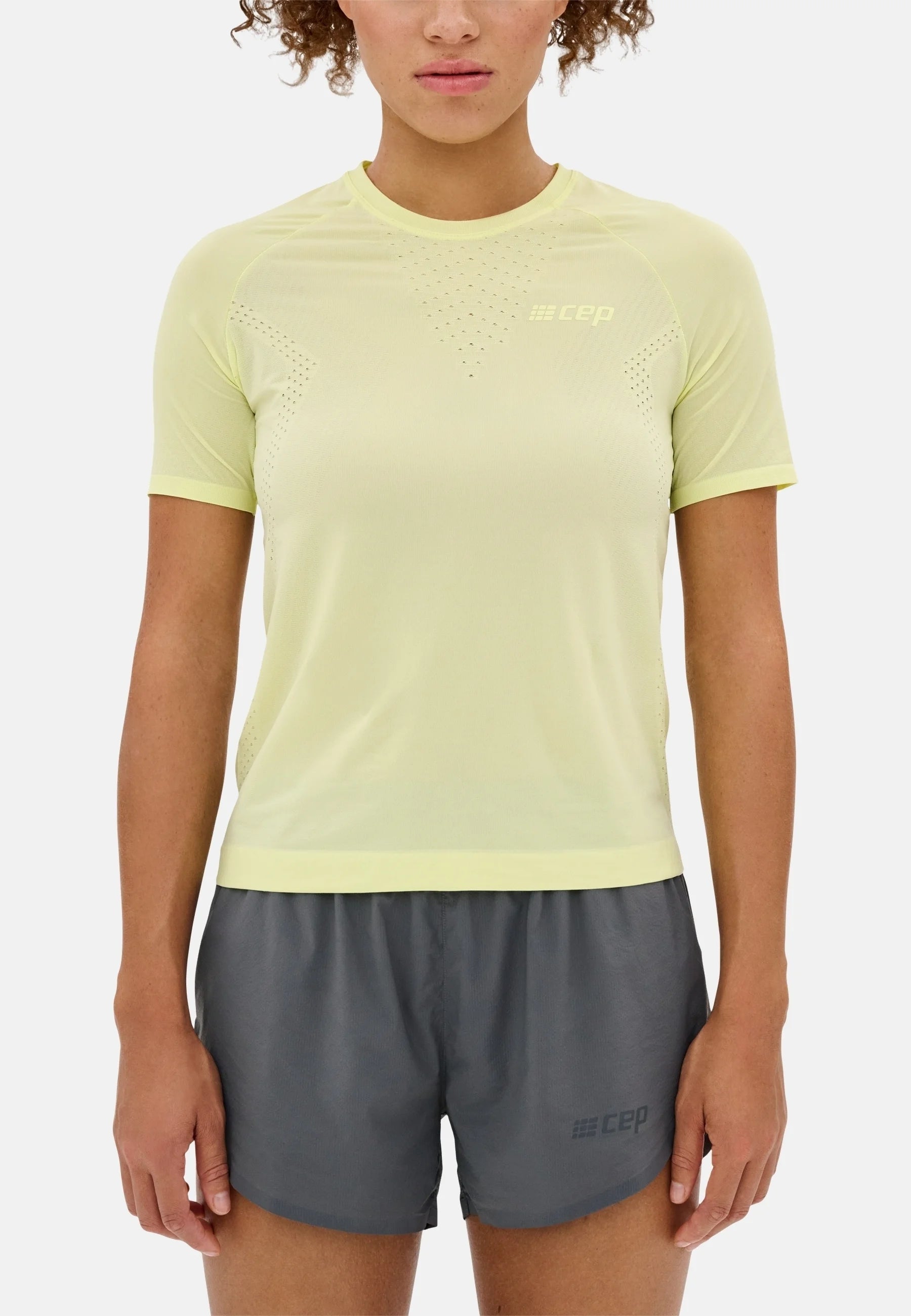 CEP Women's Ultralight Seamless Running Shirt - Short Sleeve Moisture-Wicking Top V2 in Lime Green | Perfect for Gym, Yoga & Outdoor Sports