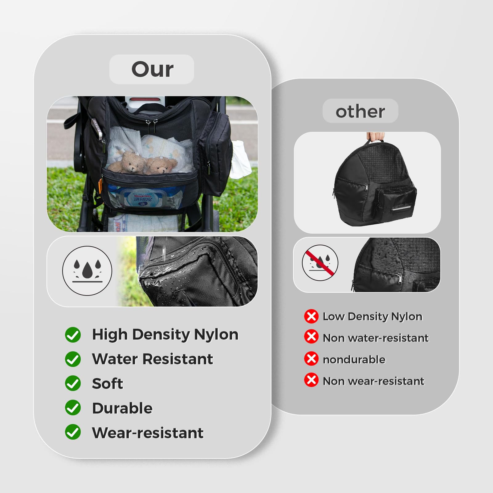 Doona Car Seat Stroller Storage Bag - Large Capacity Wearable Backpack for Diapers & Parent Essentials (Black) - Perfect for Travel & Daily Use