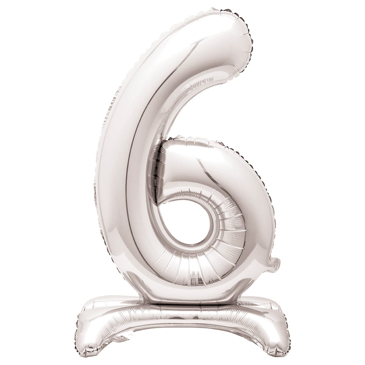 34 Inch Silver Number 6 Foil Balloon - Air Filled Standing Party Decoration for Birthdays, Anniversaries & Celebrations