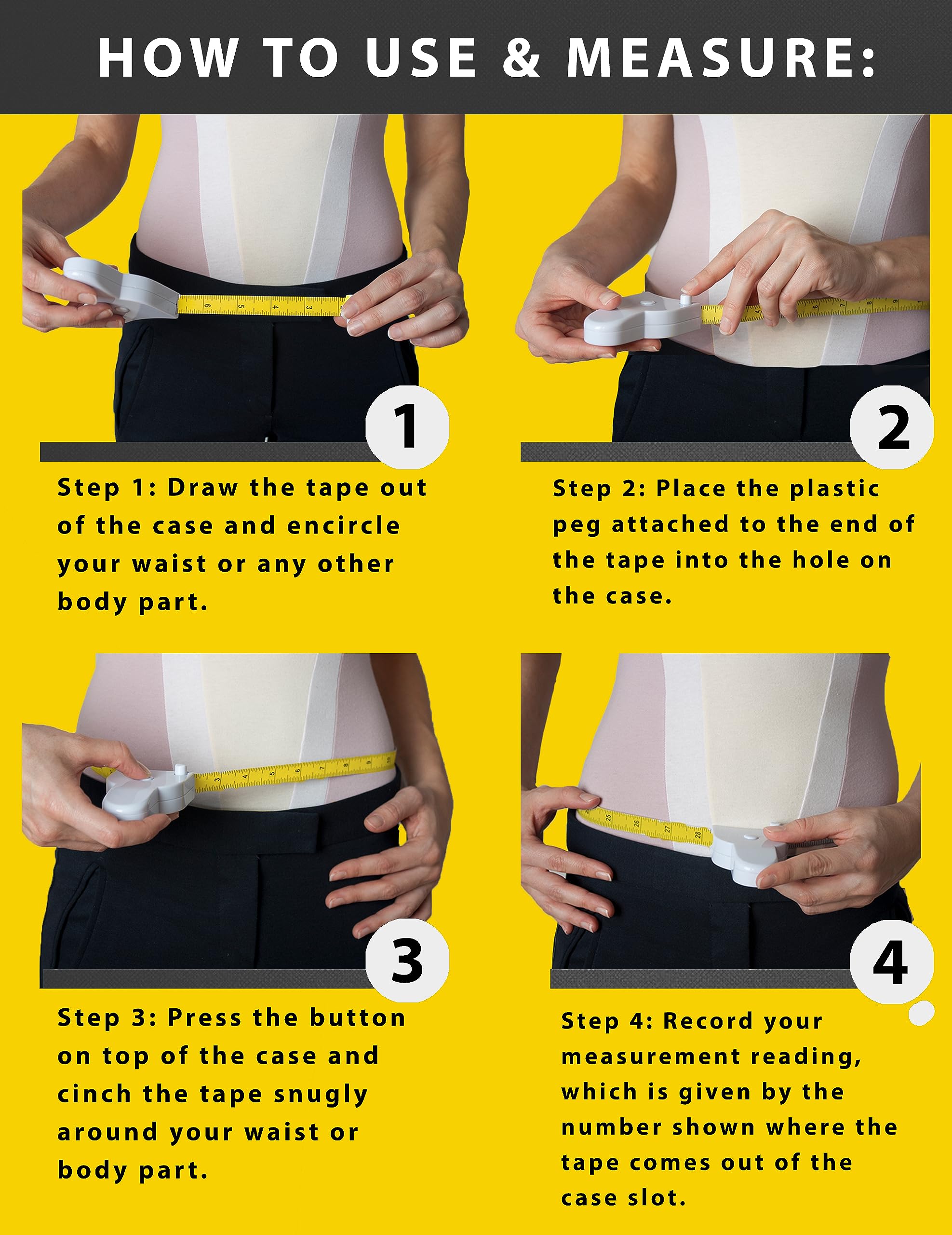 80 Inch Automatic Retractable Body Tape Measure - Perfect for Measuring Waist, Hip, Bust, Arms & More | White Telescopic Measuring Tape for Fitness, Tailoring & DIY Projects