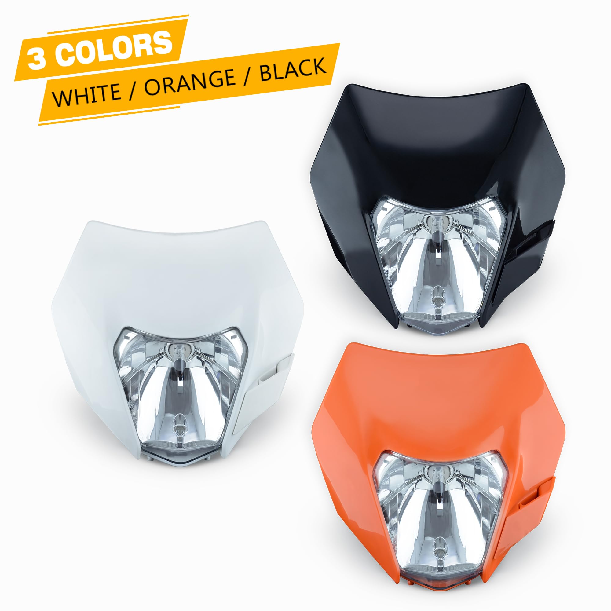 Universal H4 Dirt Bike Headlight - Black Mask Motorcycle Headlamp for Pit Bikes & Off-Road Riding | Night Trail & Adventure Use