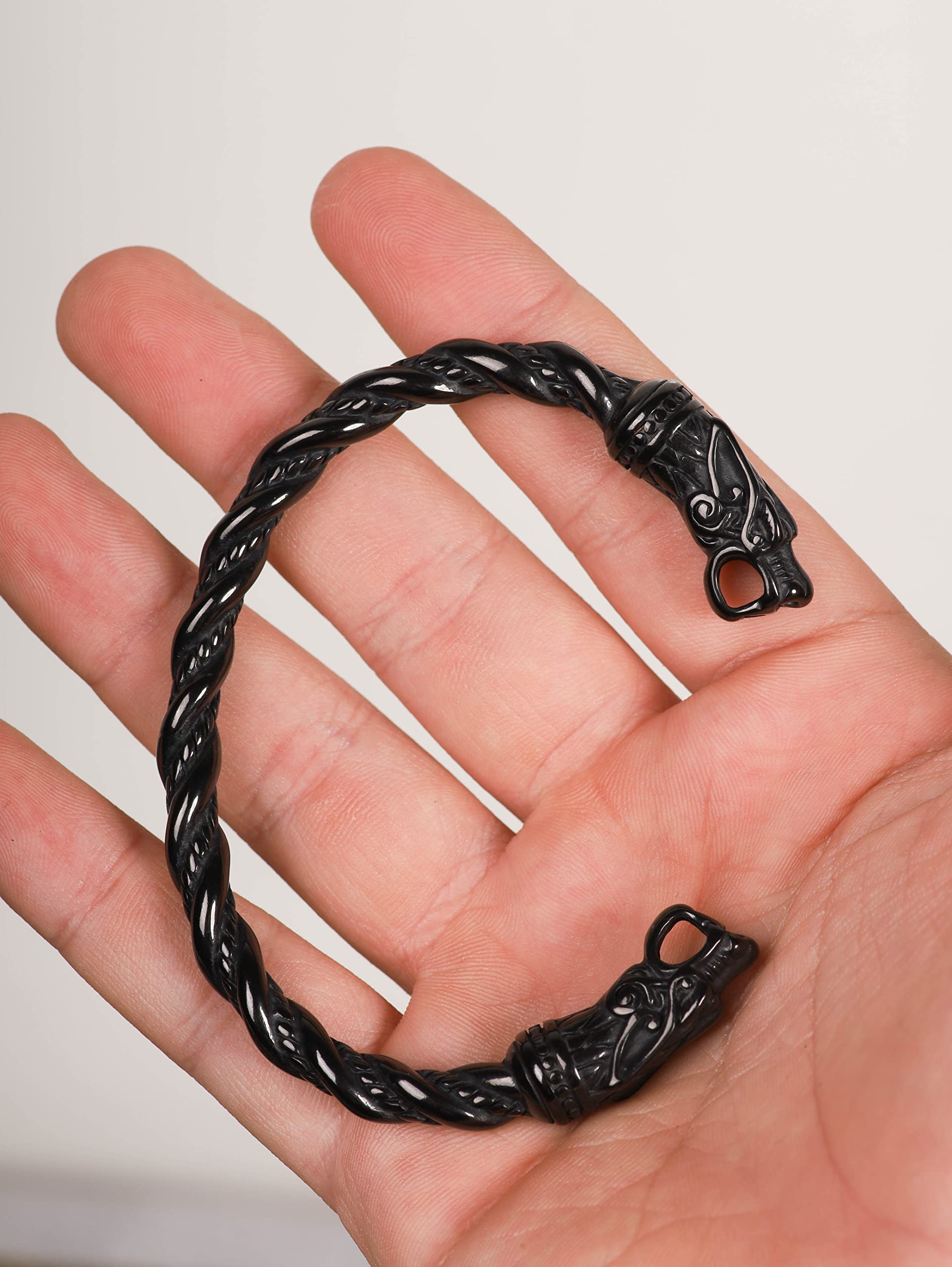 HAQUIL Stainless Steel Viking Twisted Cuff Bracelet for Men - Norse Warrior Arm Ring - Durable Viking Jewelry Gift - Perfect for Medieval Reenactments, Cosplay & Viking Style Outfits