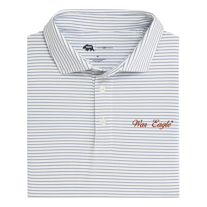 War Eagle Vintage Script Scout Stripe Performance Polo Shirt - Comfortable & Breathable Men's Golf & Casual Wear - Perfect for Work, Golfing & Outdoor Activities