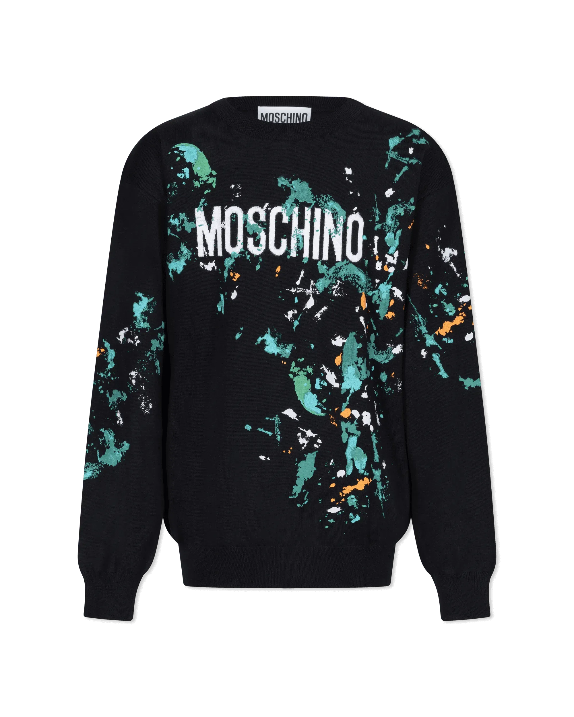 Stylish Painted Effect Wool Sweater with Embroidered Logo - Cozy Winter Fashion for Women & Men | Perfect for Casual Outings & Office Wear
