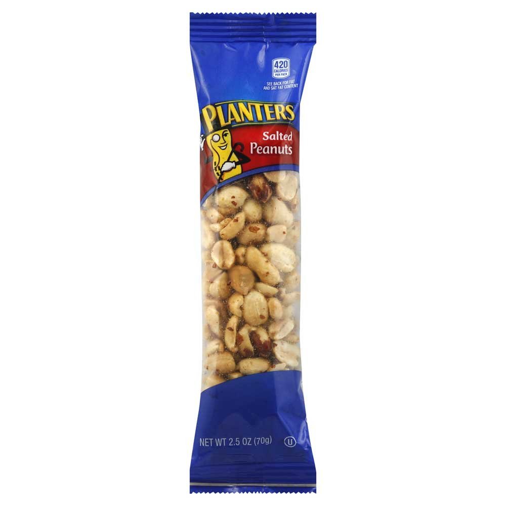 Planters Salted Peanuts 2.5 oz (Pack of 12) - Crunchy Roasted Peanuts for Snacking, Trail Mix & Party Platters - Perfect for Office, Hiking & Game Day