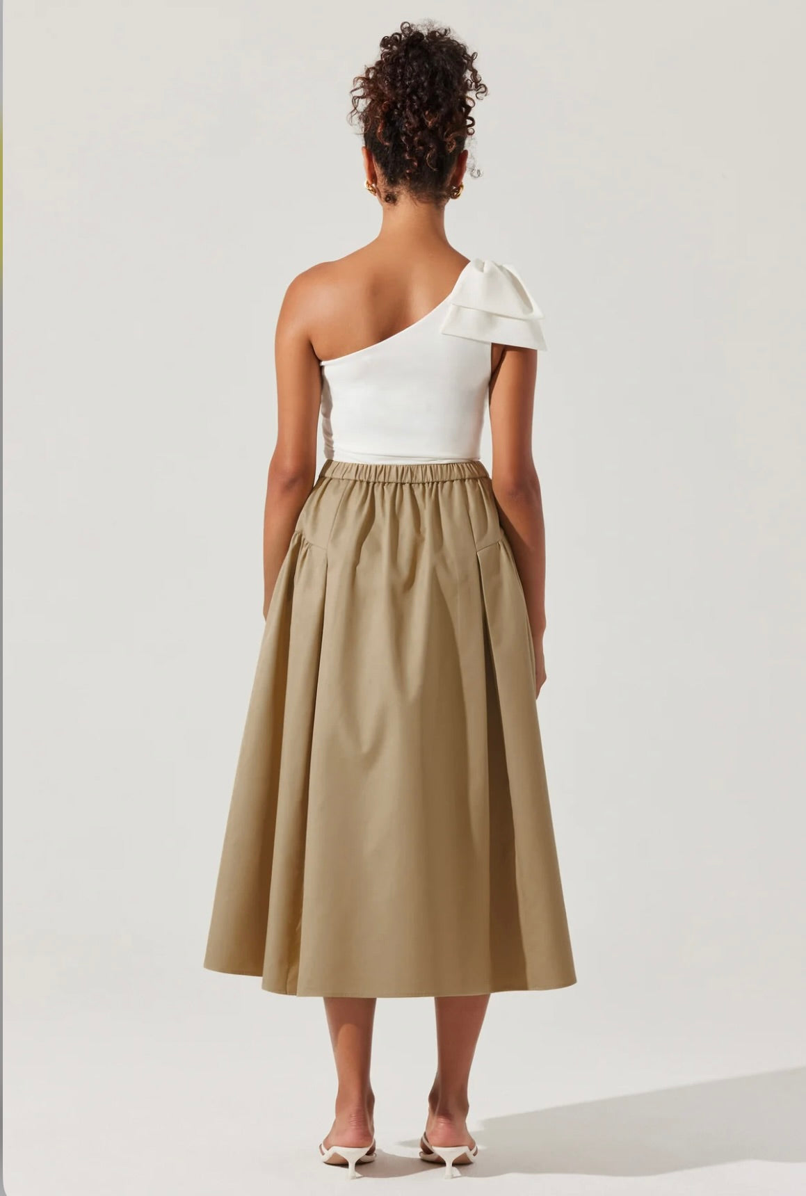 Laila Ruched Detail Midi Skirt for Women - Elegant Bodycon Pencil Skirt with Side Slit, Stretchy High Waist - Perfect for Office, Party & Date Night Outfits