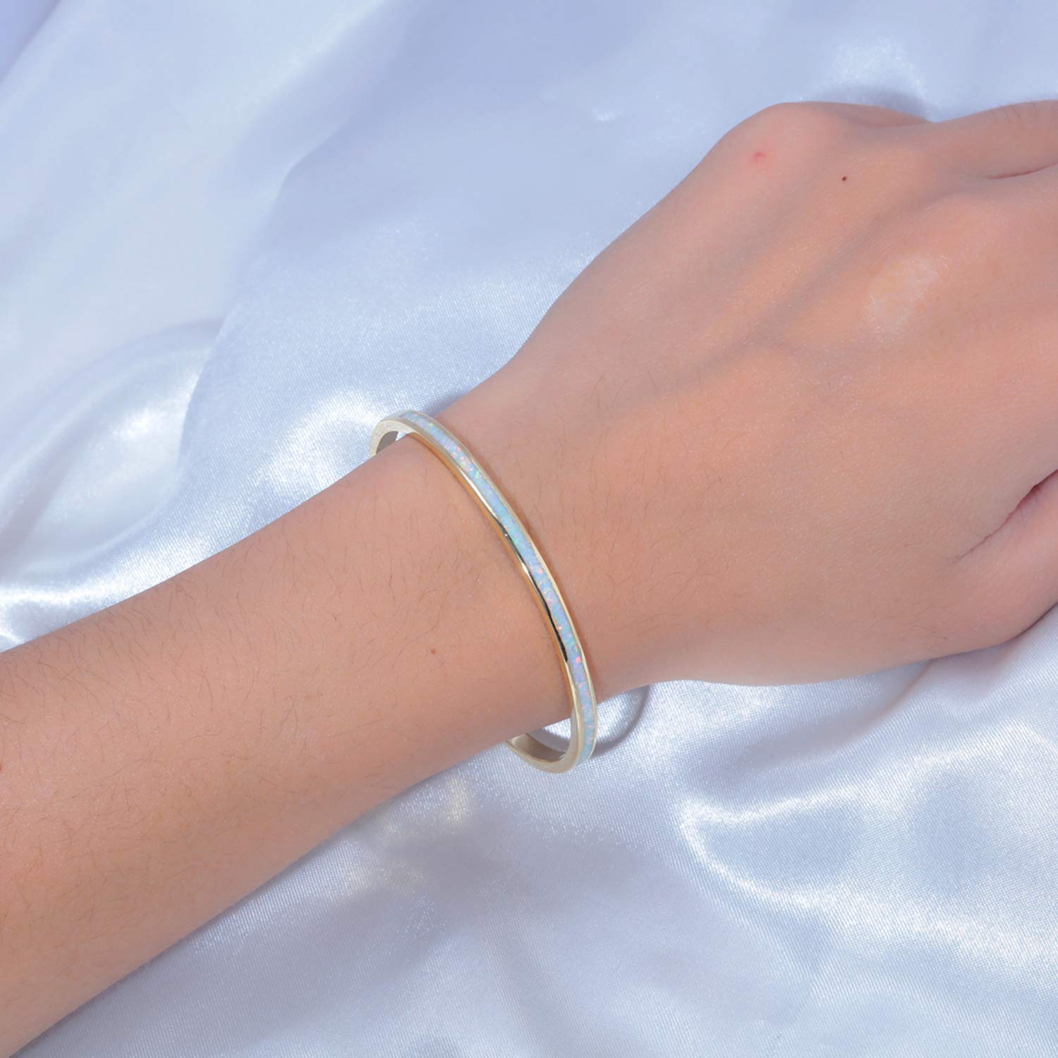 CiNily Women's Gold Plated Opal Cuff Bracelet - Hypoallergenic Gemstone Open Bangle for Ladies | Perfect for Weddings, Parties & Everyday Elegance