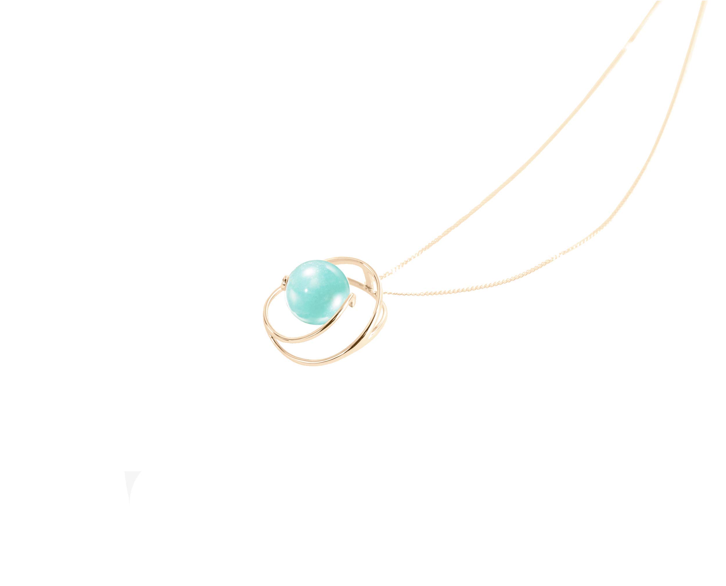 Handmade 14K Yellow Gold Turquoise Necklace with Amazonite Gemstone Pendant | Light Blue Teal Green Minimalist Solitaire Jewelry for Women | Perfect for Weddings, Parties & Everyday Elegance