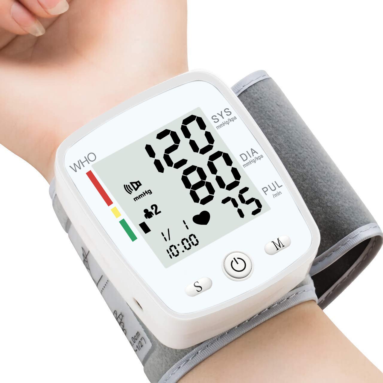 Digital Wrist Blood Pressure Monitor - Adjustable Cuff, 180 Readings Memory, Rechargeable with Voice Function & Carrying Case - Home Health Tracking for Adults & Seniors (Ideal for Travel, Daily Monitoring)