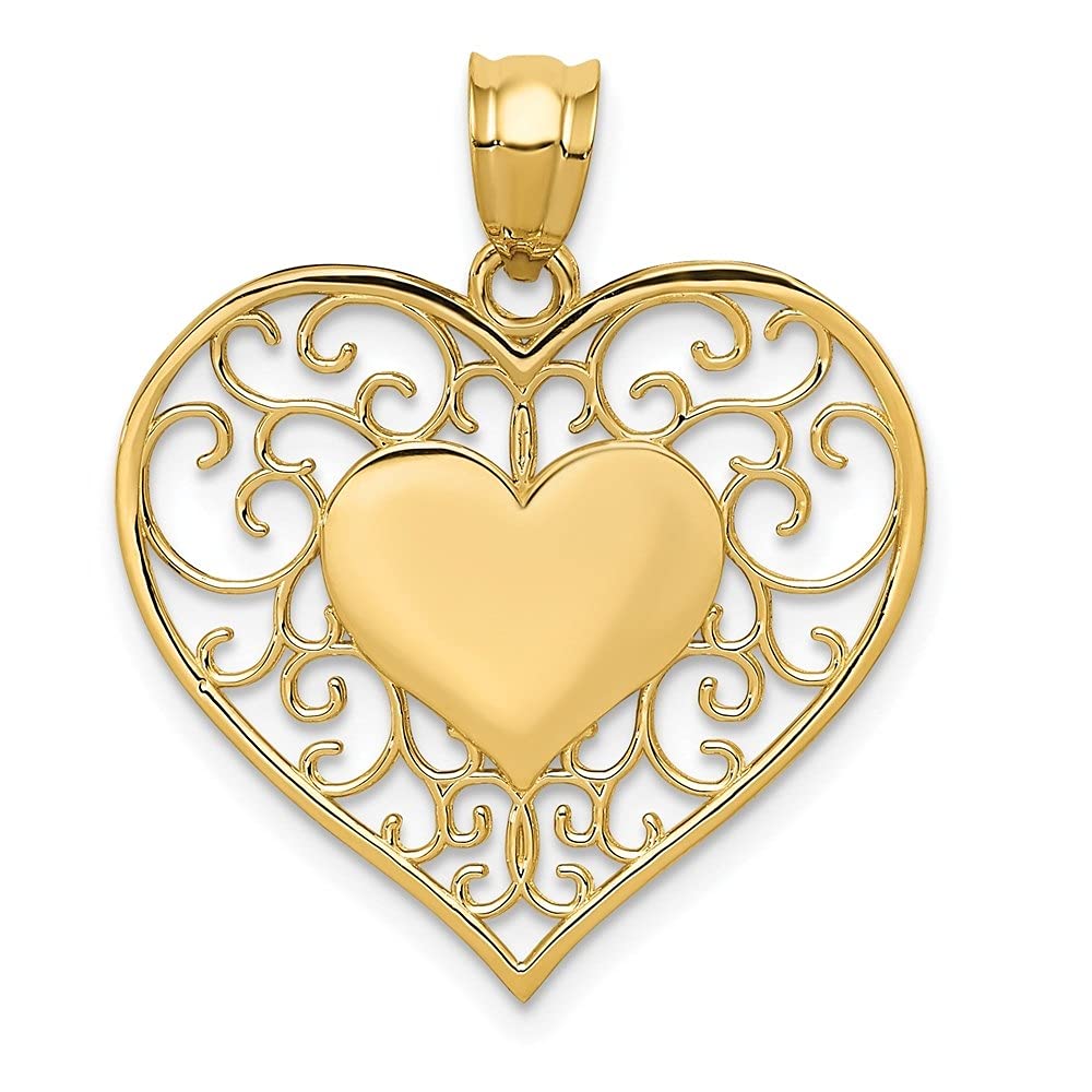 14K Yellow Gold Filigree Heart Pendant Necklace for Women - Elegant Fine Jewelry Gift for Valentine's Day, Anniversary & Special Occasions | Auriga Jewelry Collection