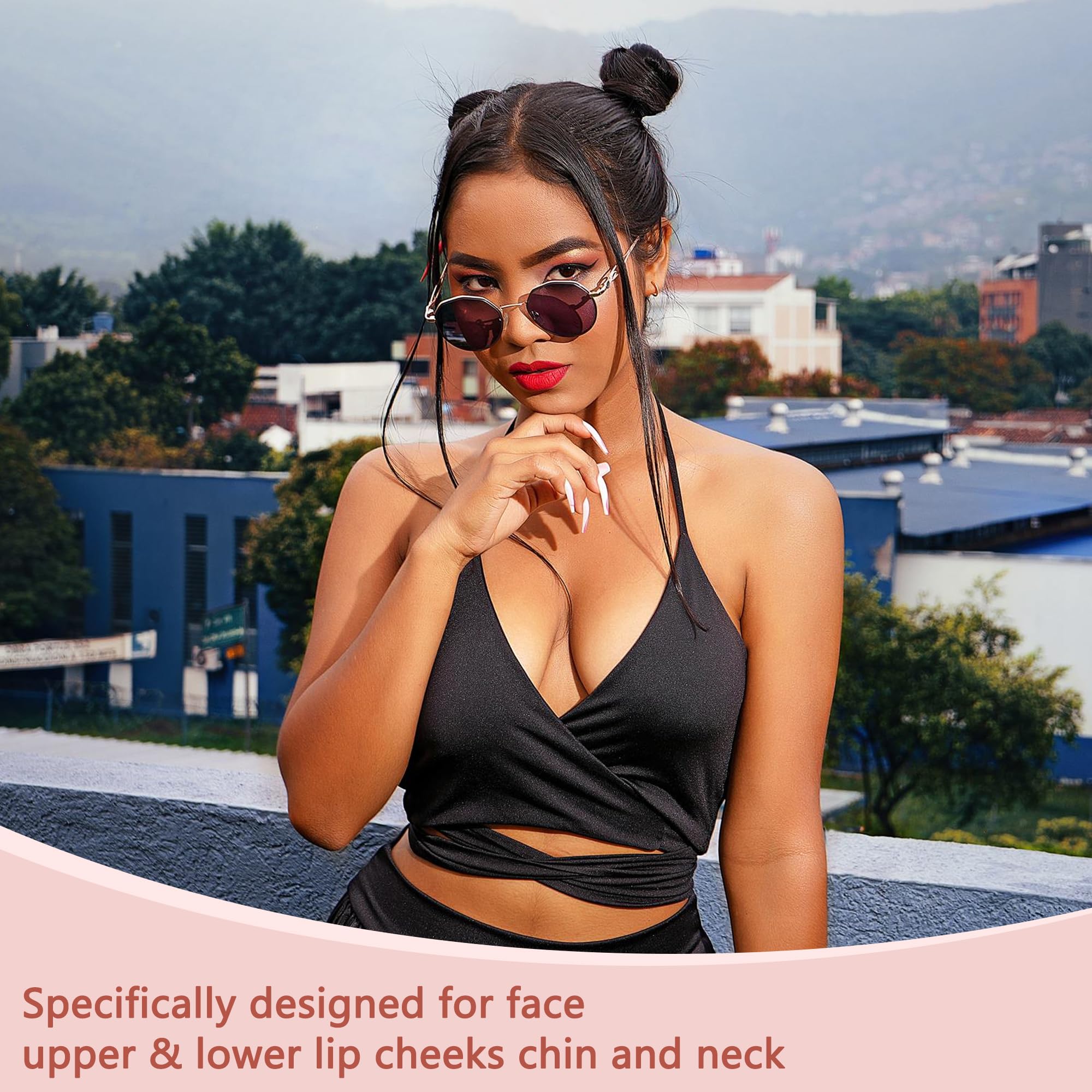 Painless Facial Hair Remover for Women - Electric Hair Removal Device for Face & Lips - Peach Fuzz Shaver with LED Light (White) | Perfect for Smooth Skin at Home, Travel & Quick Touch-Ups