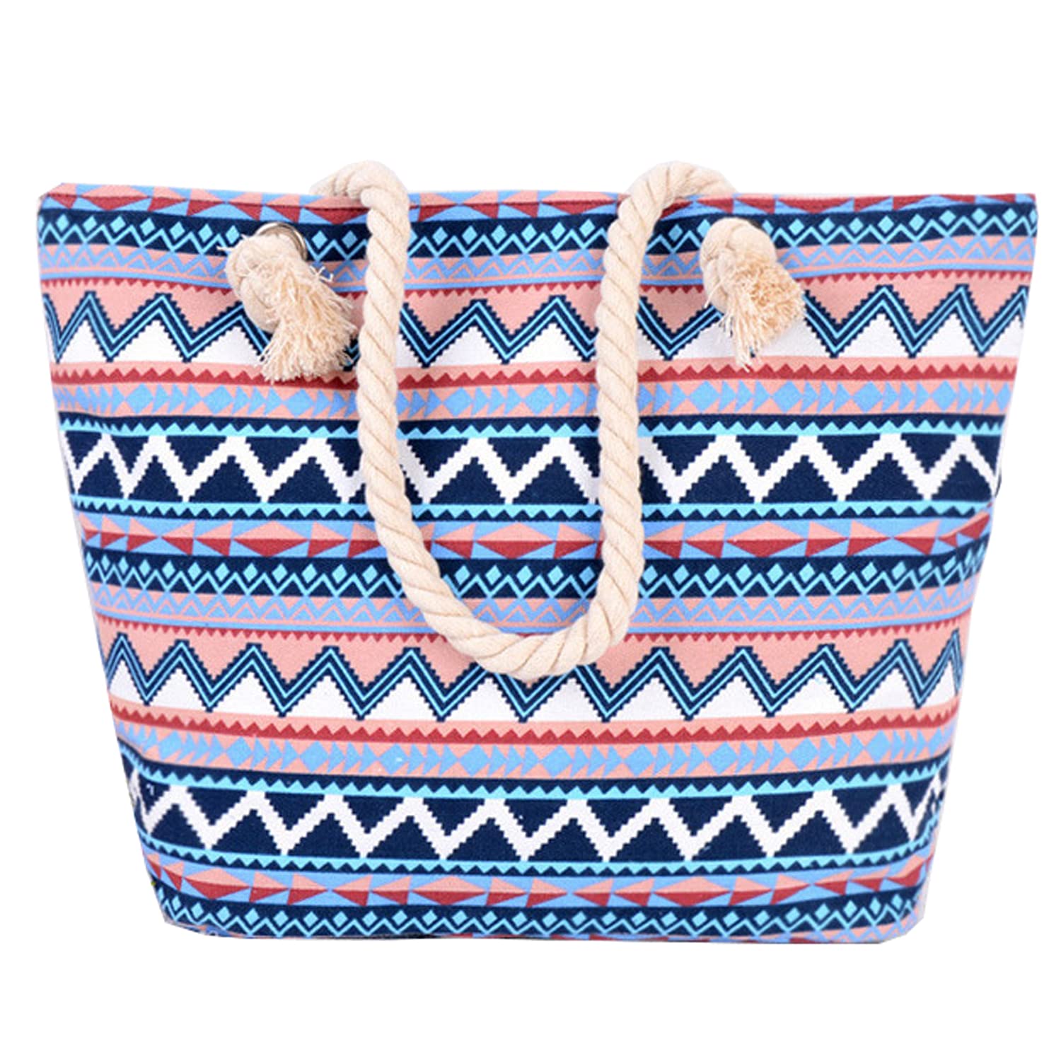 Nevenka Canvas Tote Beach Bag with Zipper - Top Handle Handbag & Shoulder Bag for Women - Waterproof Shopping Bag for Travel, Gym, Groceries & Daily Use