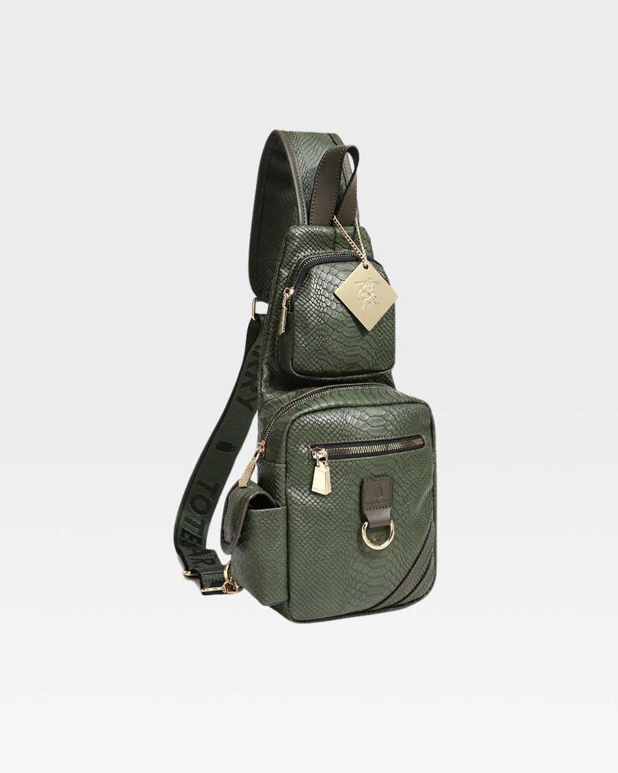 Apollo 1 Tear Drop Crossbody Bag for Women - Olive Green Leather Shoulder Purse - Perfect for Travel, Shopping & Everyday Use