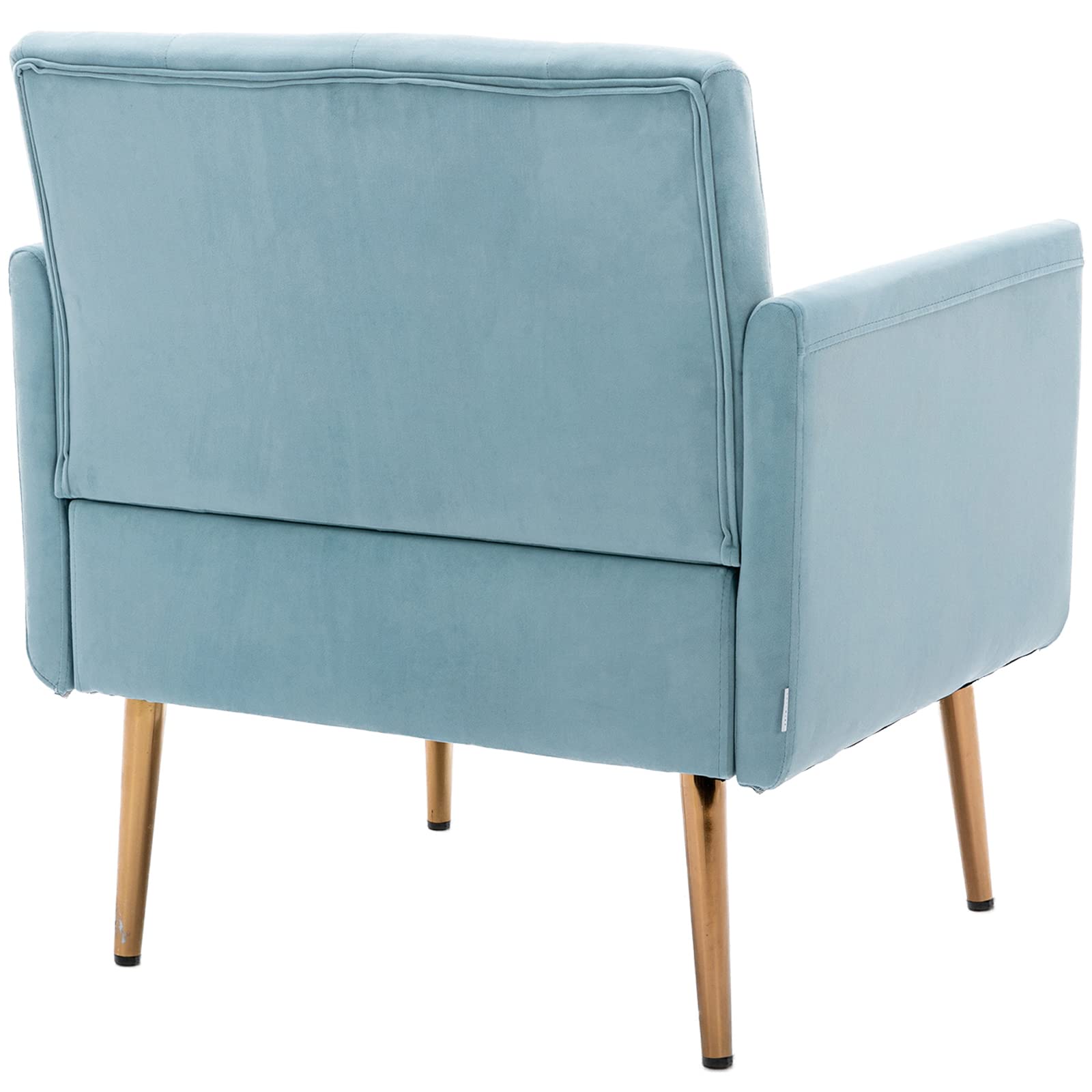 Velvet Accent Chair with Gold Metal Legs - Modern Single Sofa for Living Room, Bedroom, Office & Small Spaces - Blue Upholstered Lounge Chair for TV Watching, Reading & Coffee Breaks