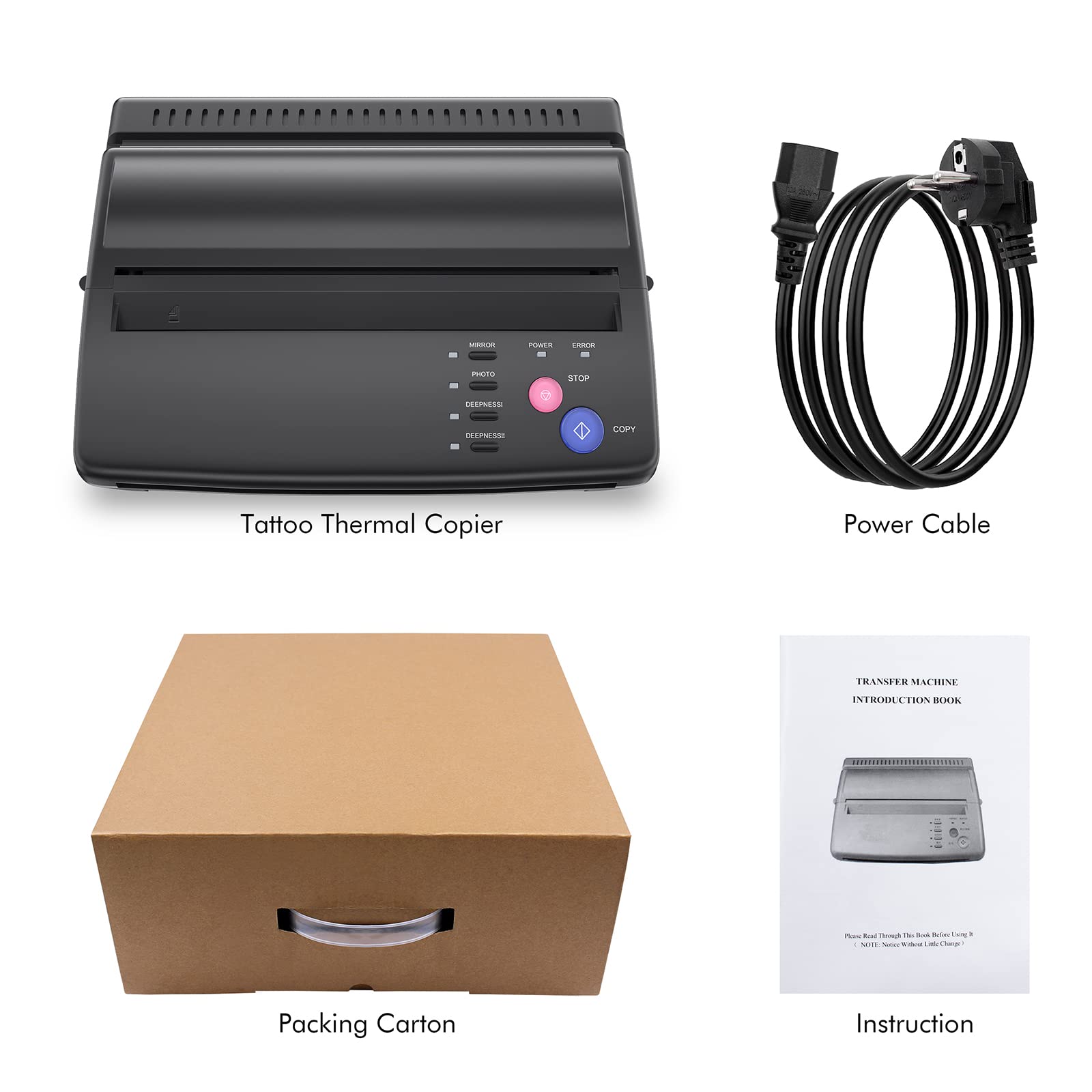 Professional TATELF Tattoo Stencil Machine - Thermal Copier & Printer for Tattoo Artists with 20pcs Transfer Paper (Black) - Perfect for Tattoo Shops, Home Studios & Professional Body Art Design