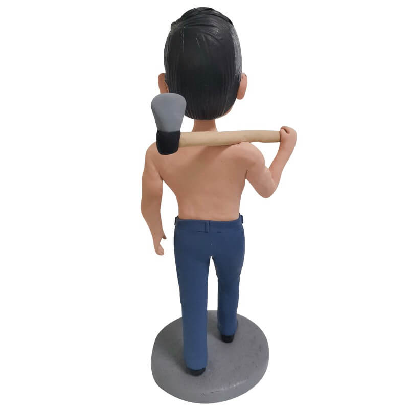 Custom Muscled Man With Axe Bobblehead - Unique Handmade Collectible Figurine for Desk Decor, Gifts for Men, Fantasy Lovers & Action Figure Enthusiasts - Perfect for Office, Gaming Room & Man Cave Decor