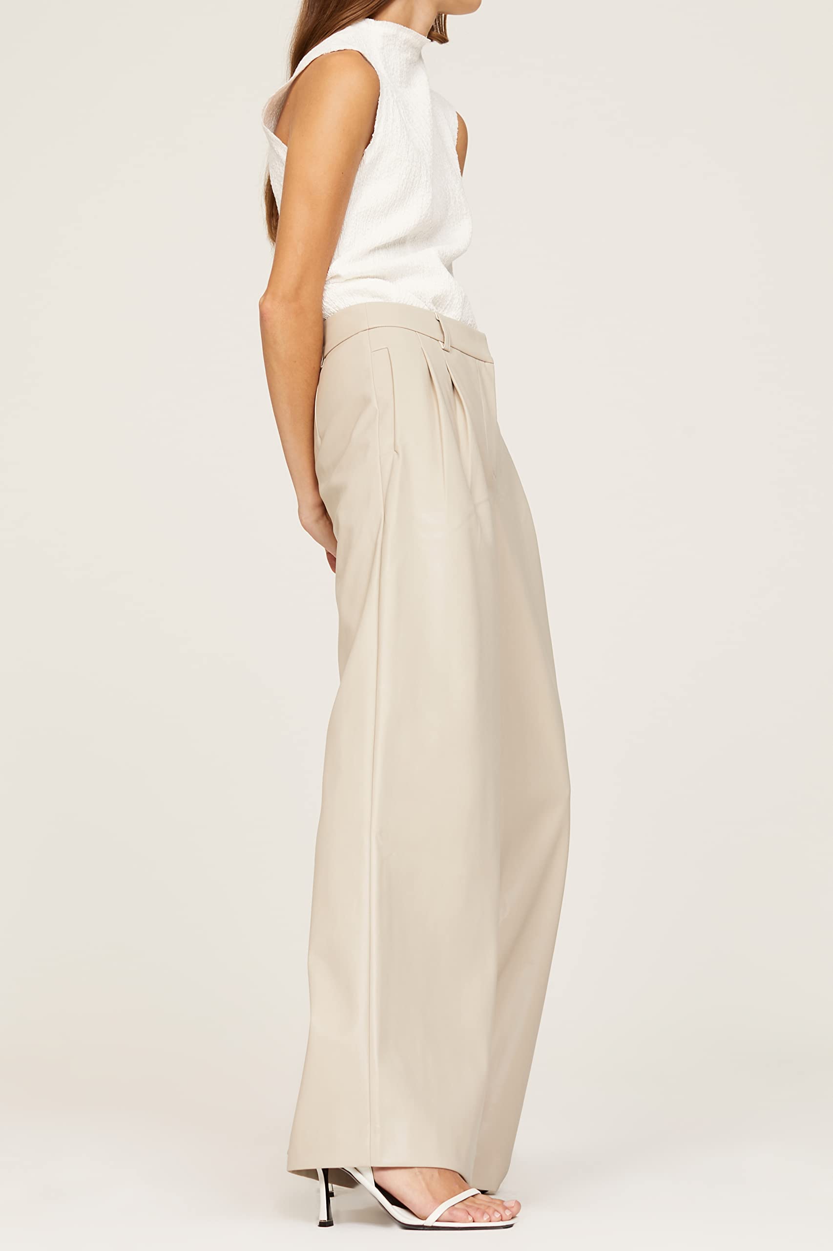 Stylish RTR Design Collective Wide Leg Faux Leather Pants for Women - High Waisted Stretch Vegan Leather Trousers - Perfect for Office, Night Out & Casual Wear