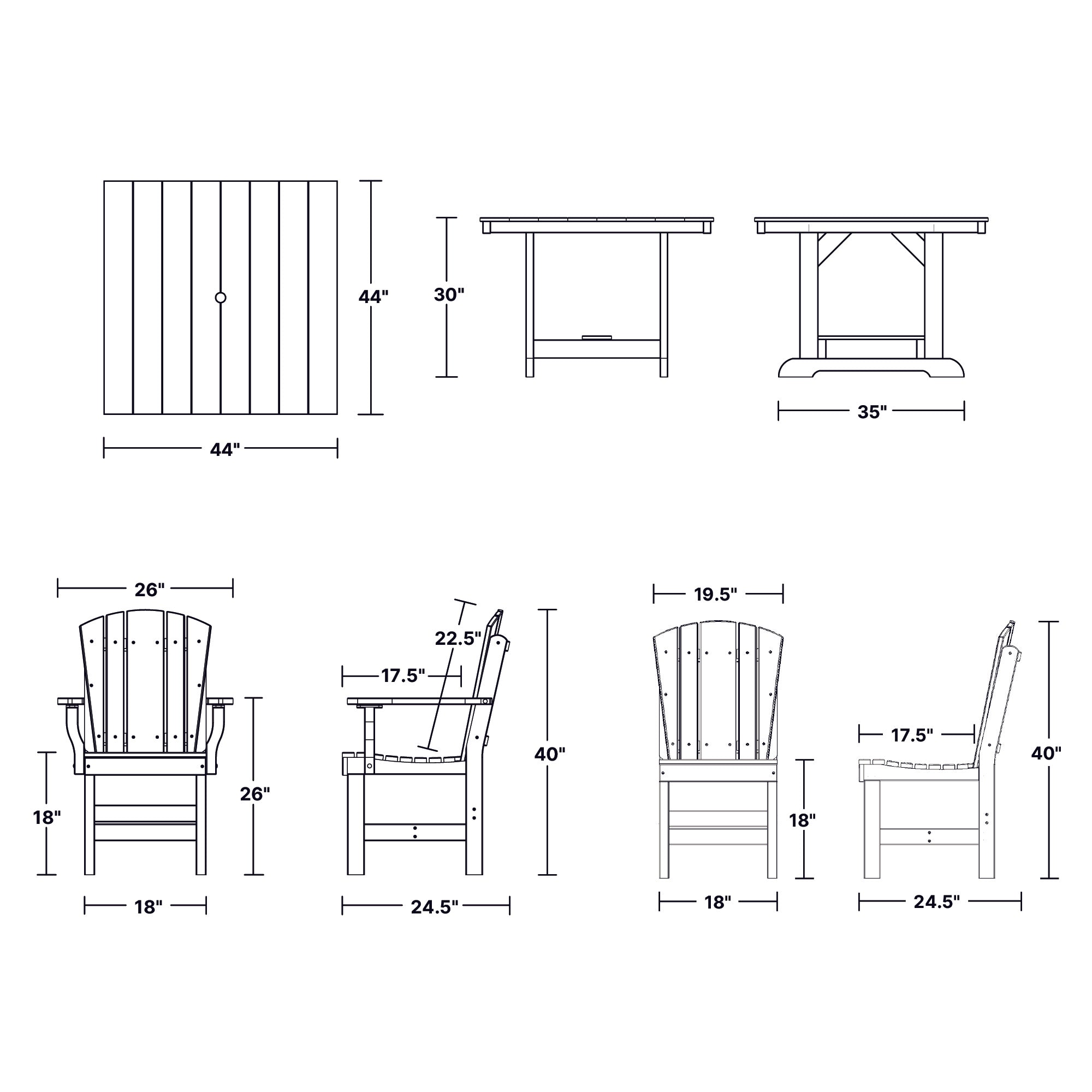 Heritage 5-Piece 44x44 Inch Square Outdoor Dining Set with Cushions - Perfect for Patio, Garden, and Backyard Entertaining